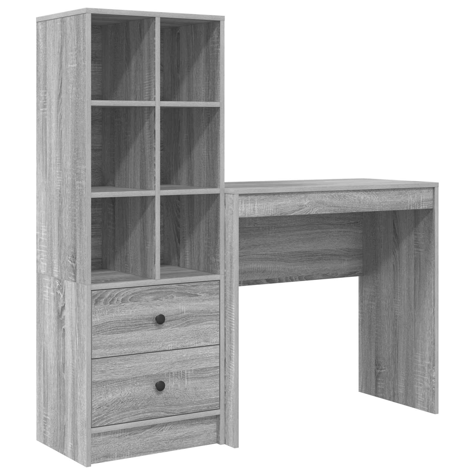 Schreibtisch mit Schubladen mit Regal 2 pcs Graues Sonoma