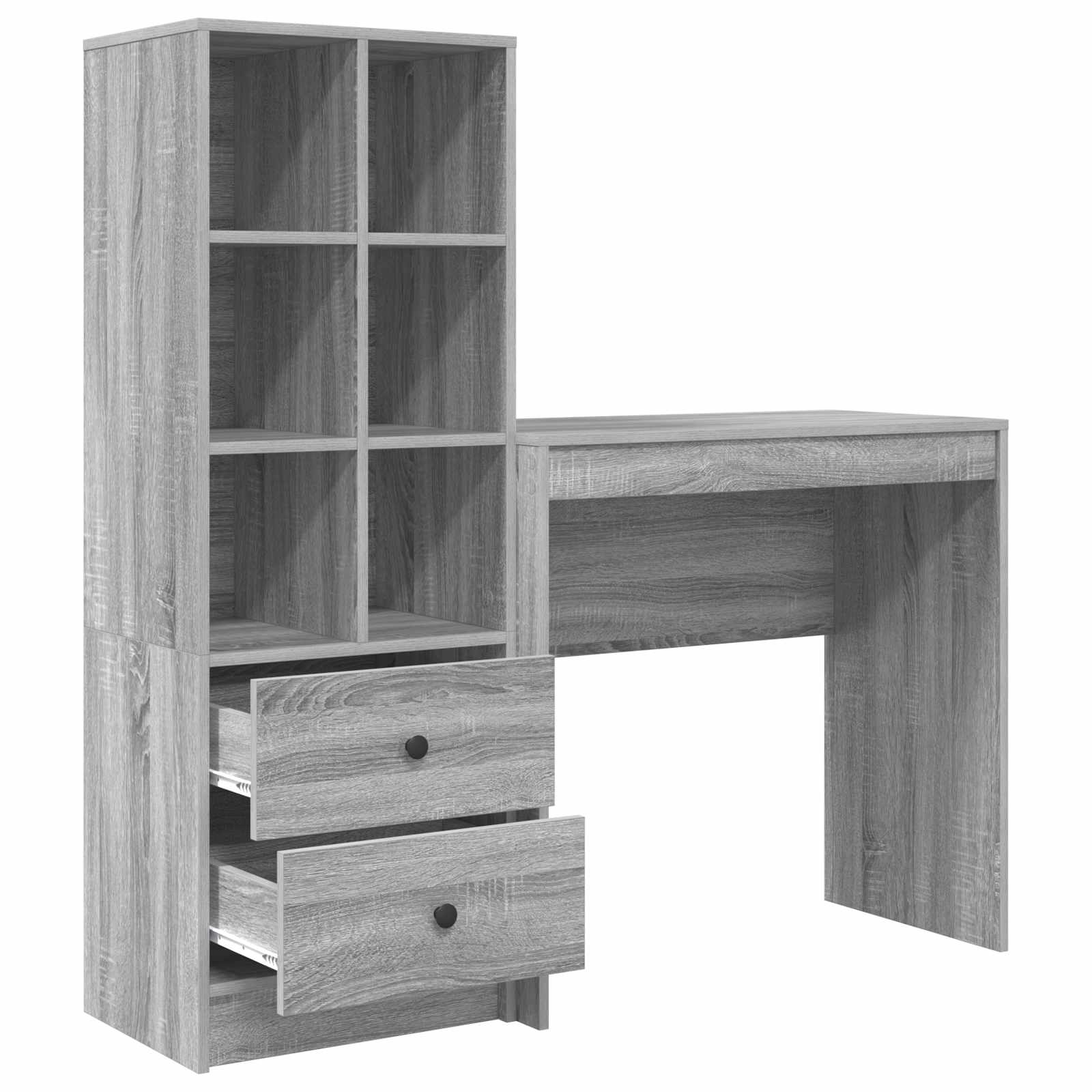 Schreibtisch mit Schubladen mit Regal 2 pcs Graues Sonoma