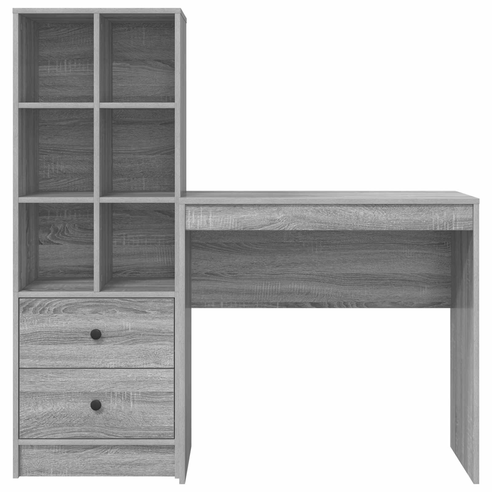 Schreibtisch mit Schubladen mit Regal 2 pcs Graues Sonoma