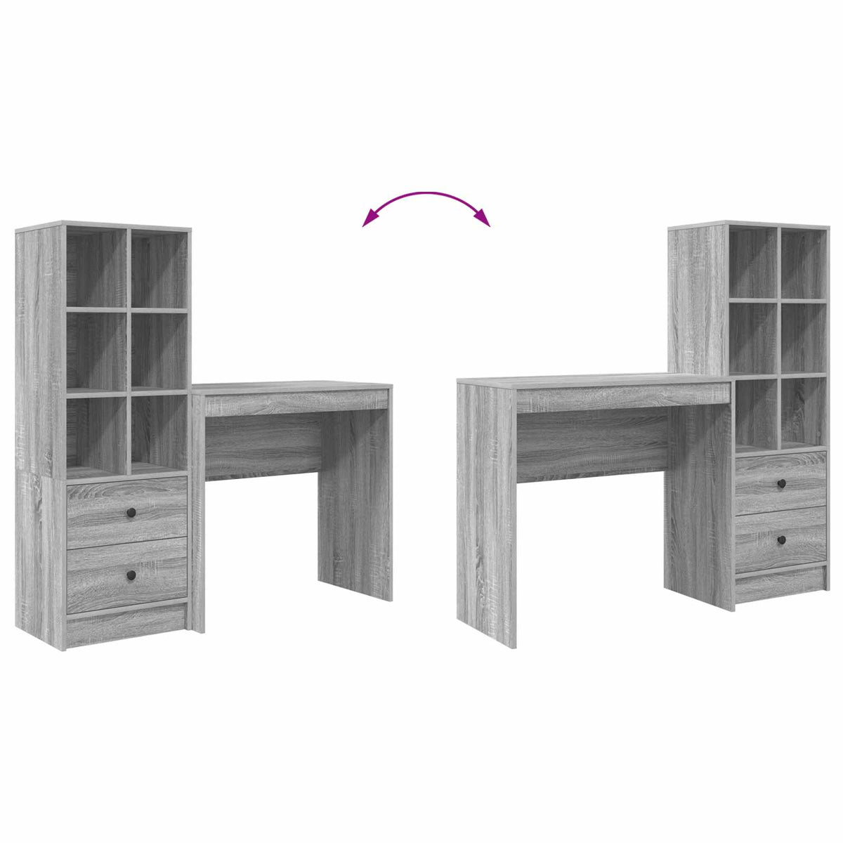 Schreibtisch Graues Sonoma 125,5 x 40 x 127 cm 2 stk.