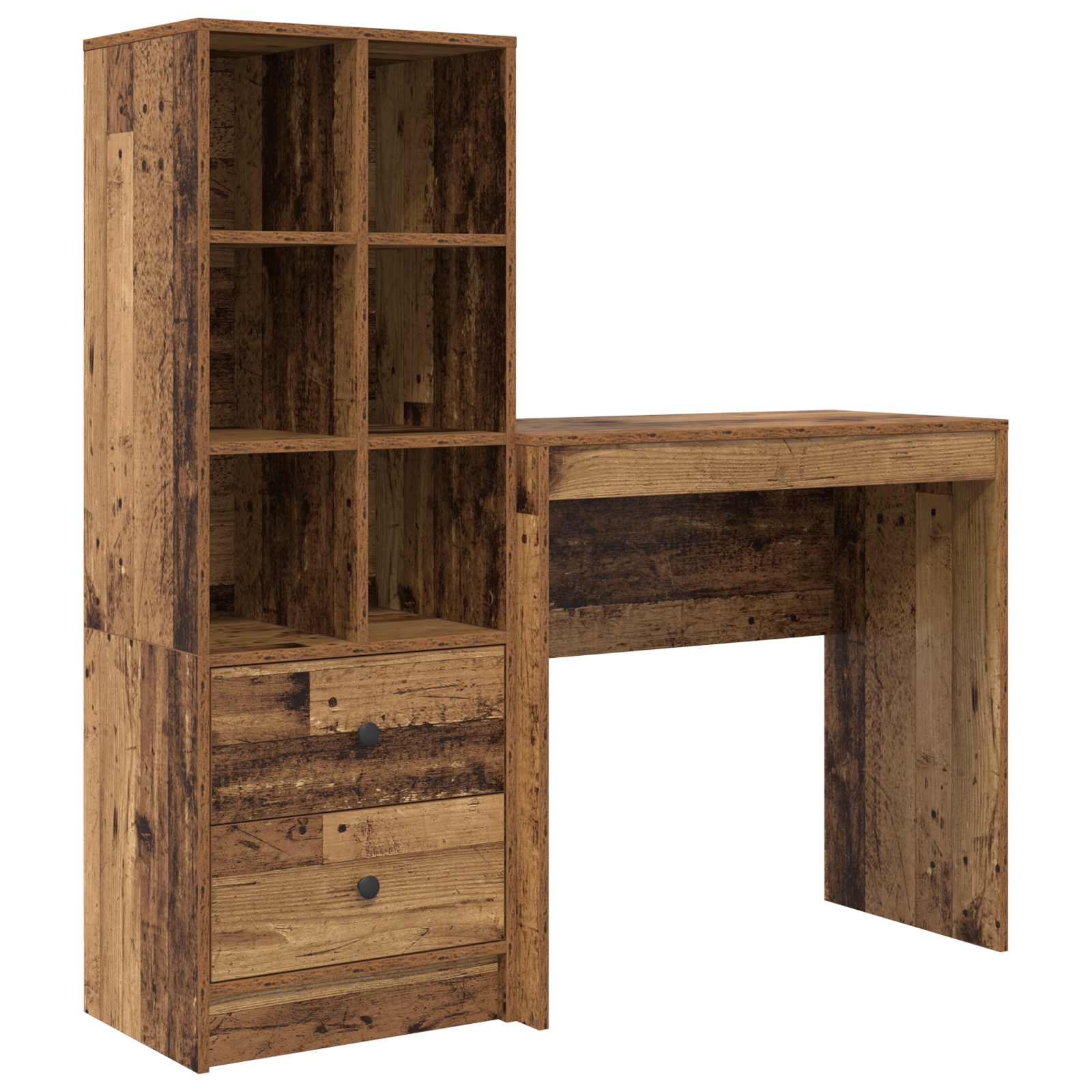 Schreibtisch mit Schubladen mit Regal 2 pcs Altholz