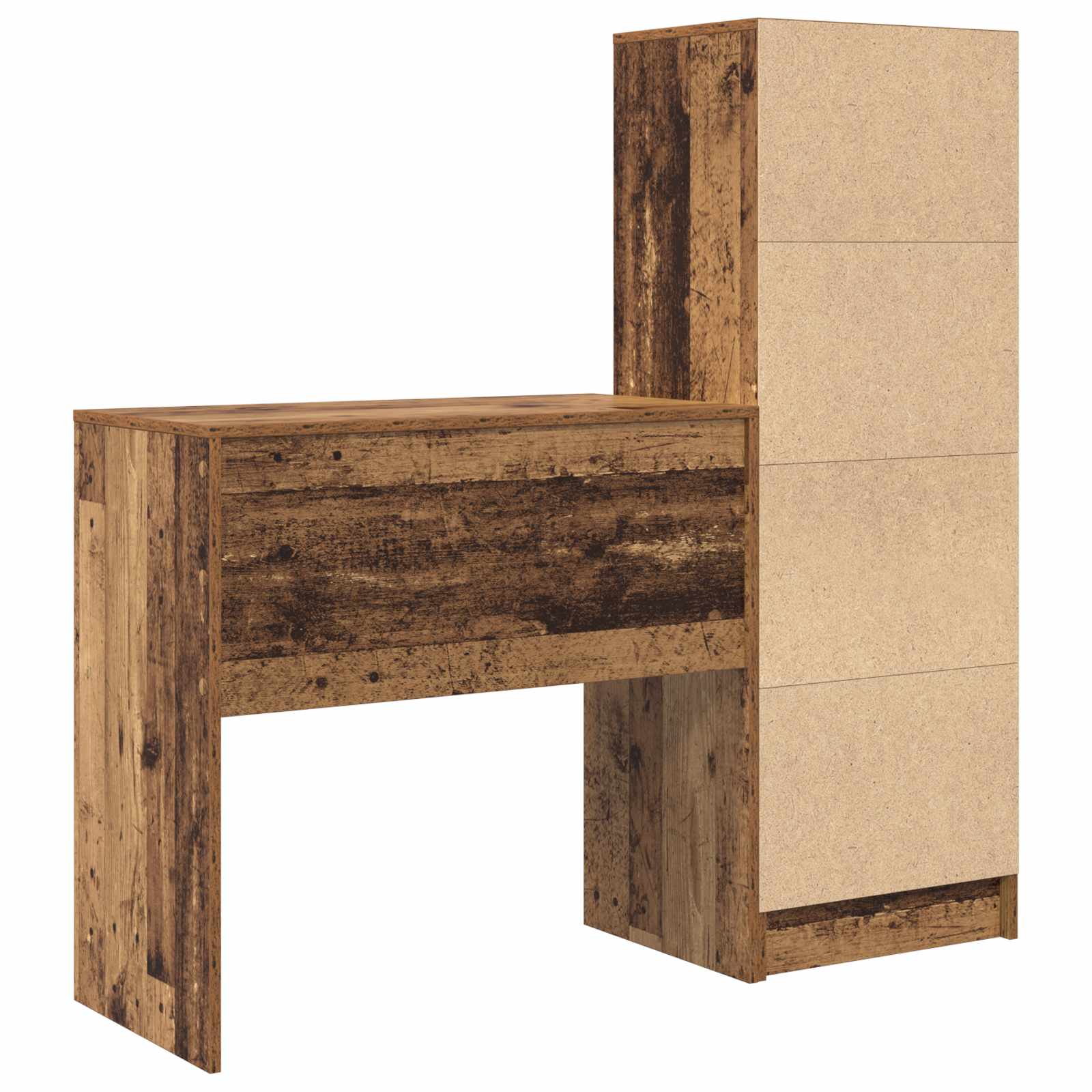 Schreibtisch mit Schubladen mit Regal 2 pcs Altholz