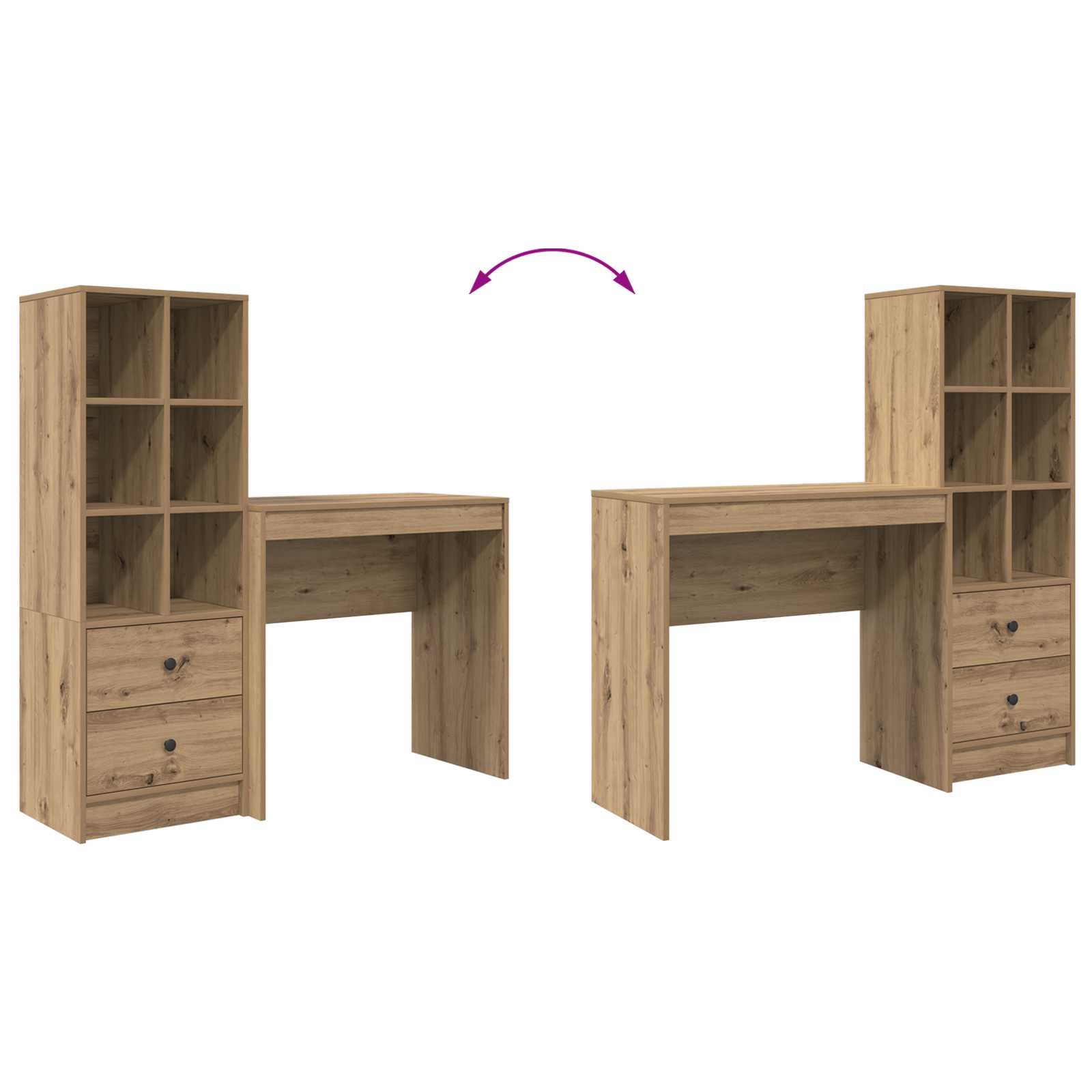 Schreibtisch Artisan-Eiche 125,5 x 40 x 127 cm 2 Stk.