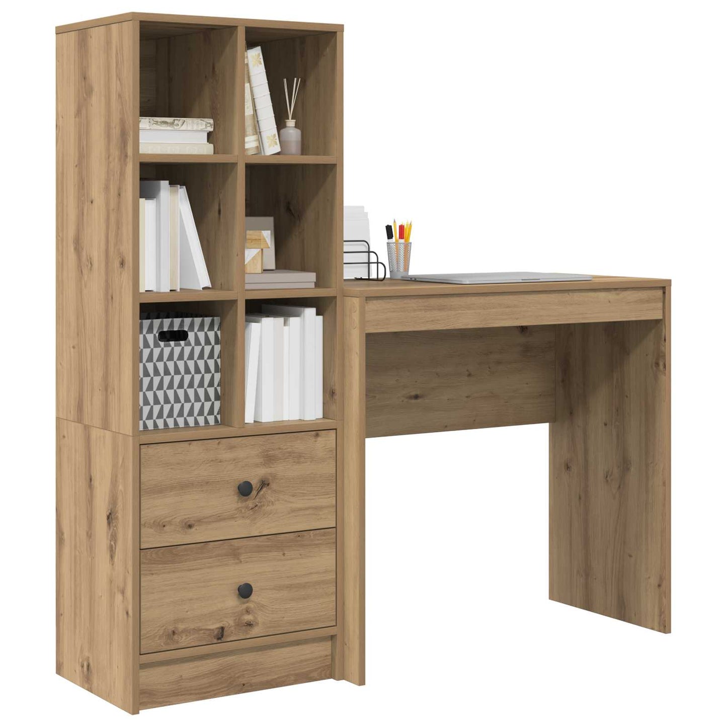 Schreibtisch mit Schubladen mit Regal 2 pcs Artisan-Eiche