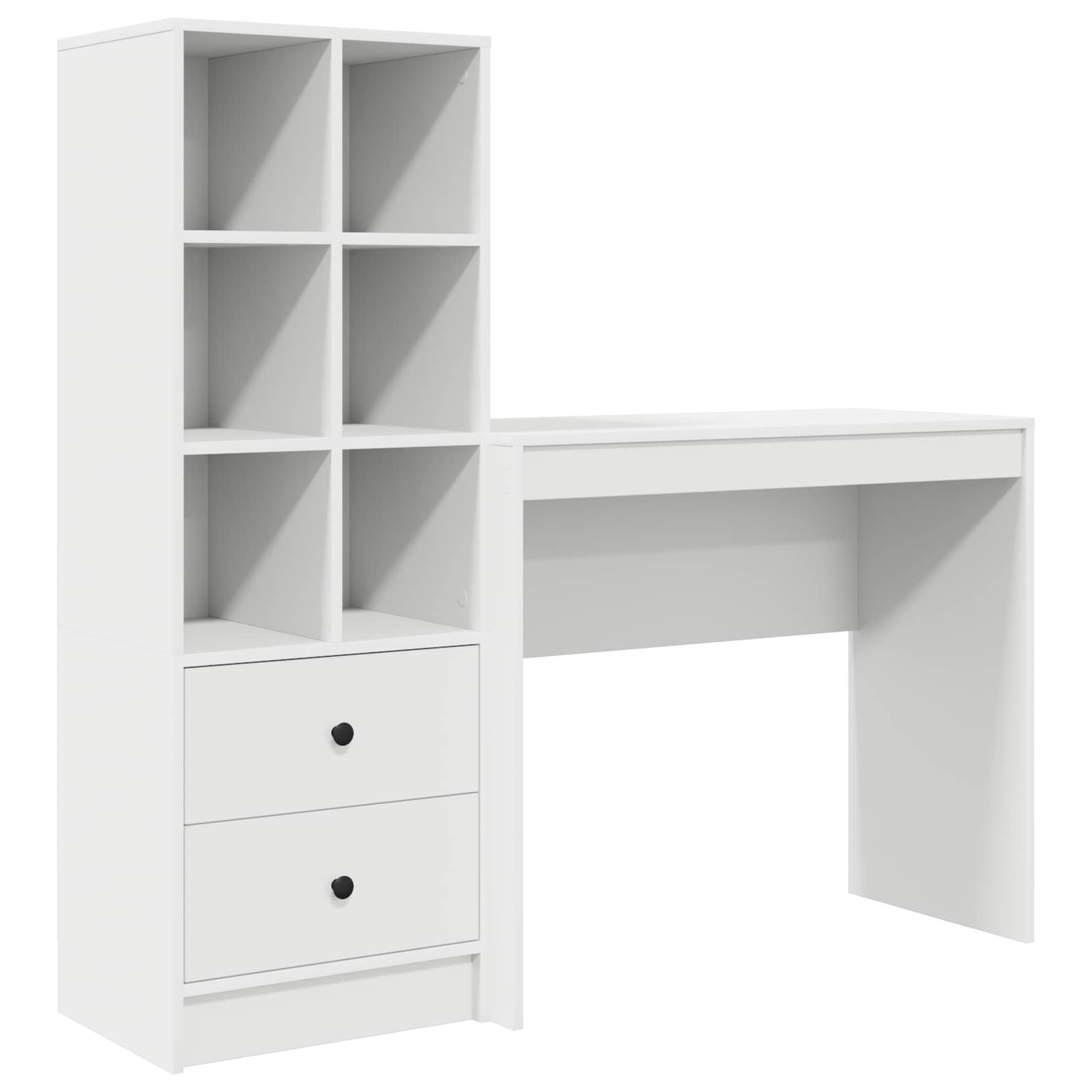 Schreibtisch mit Schubladen mit Regal mit Speicher 2 pcs Weiß