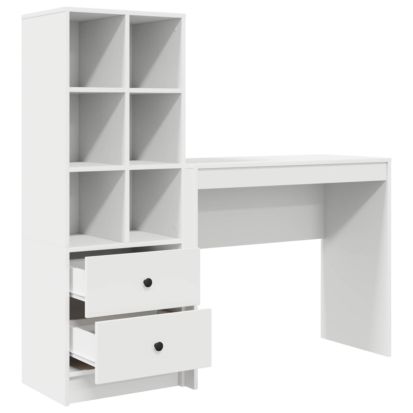 Schreibtisch mit Schubladen mit Regal mit Speicher 2 pcs Weiß