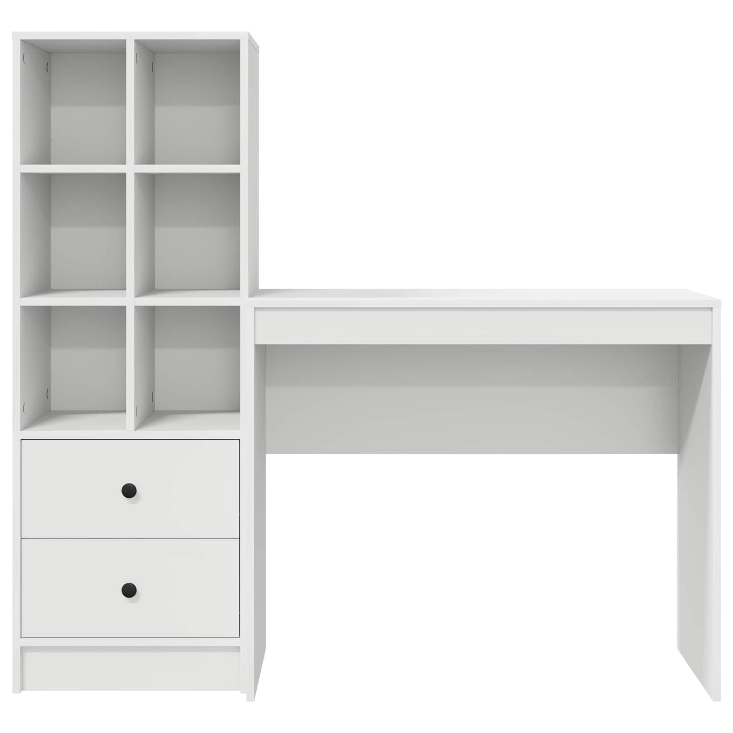 Schreibtisch mit Schubladen mit Regal mit Speicher 2 pcs Weiß