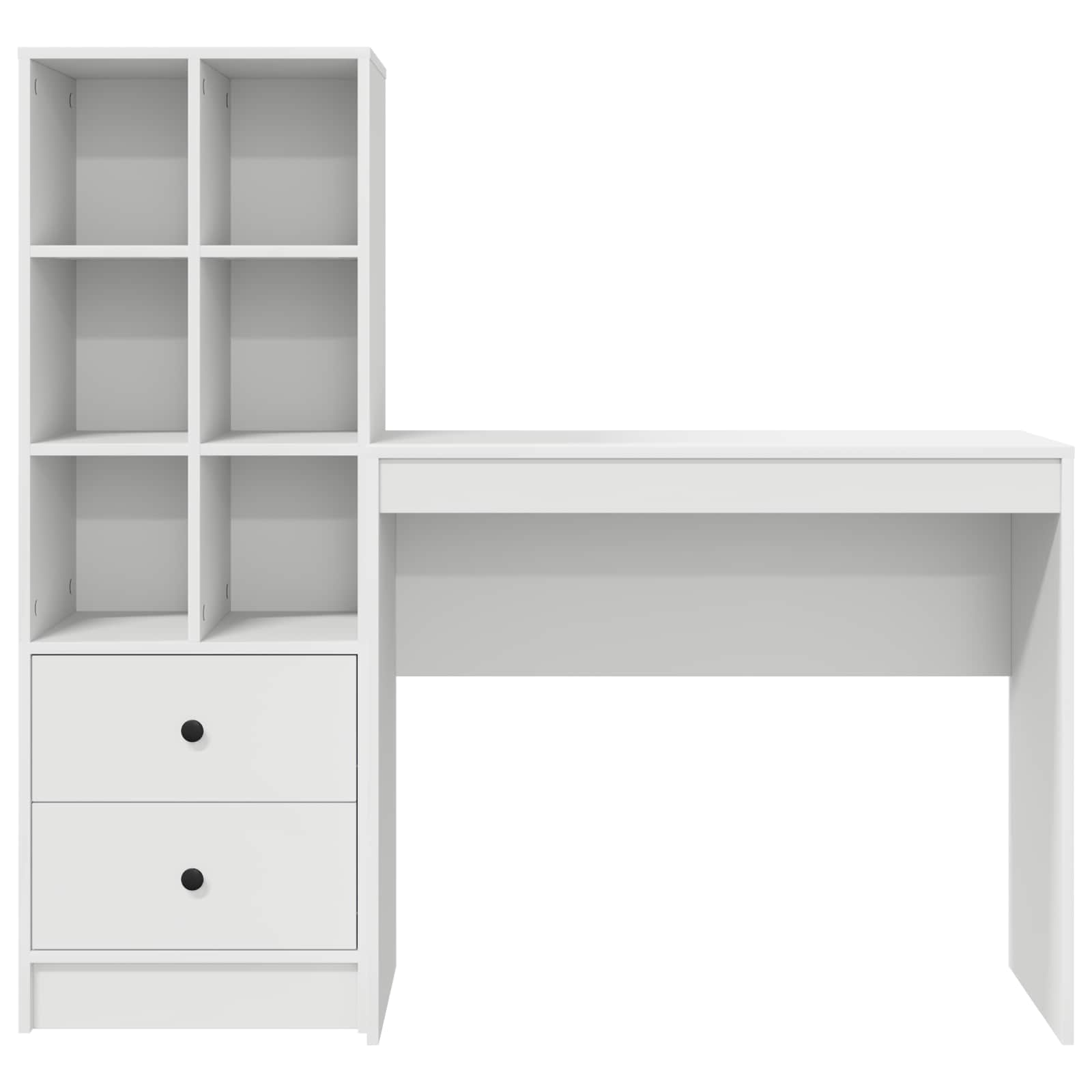 Schreibtisch mit Schubladen mit Regal mit Speicher 2 pcs Weiß