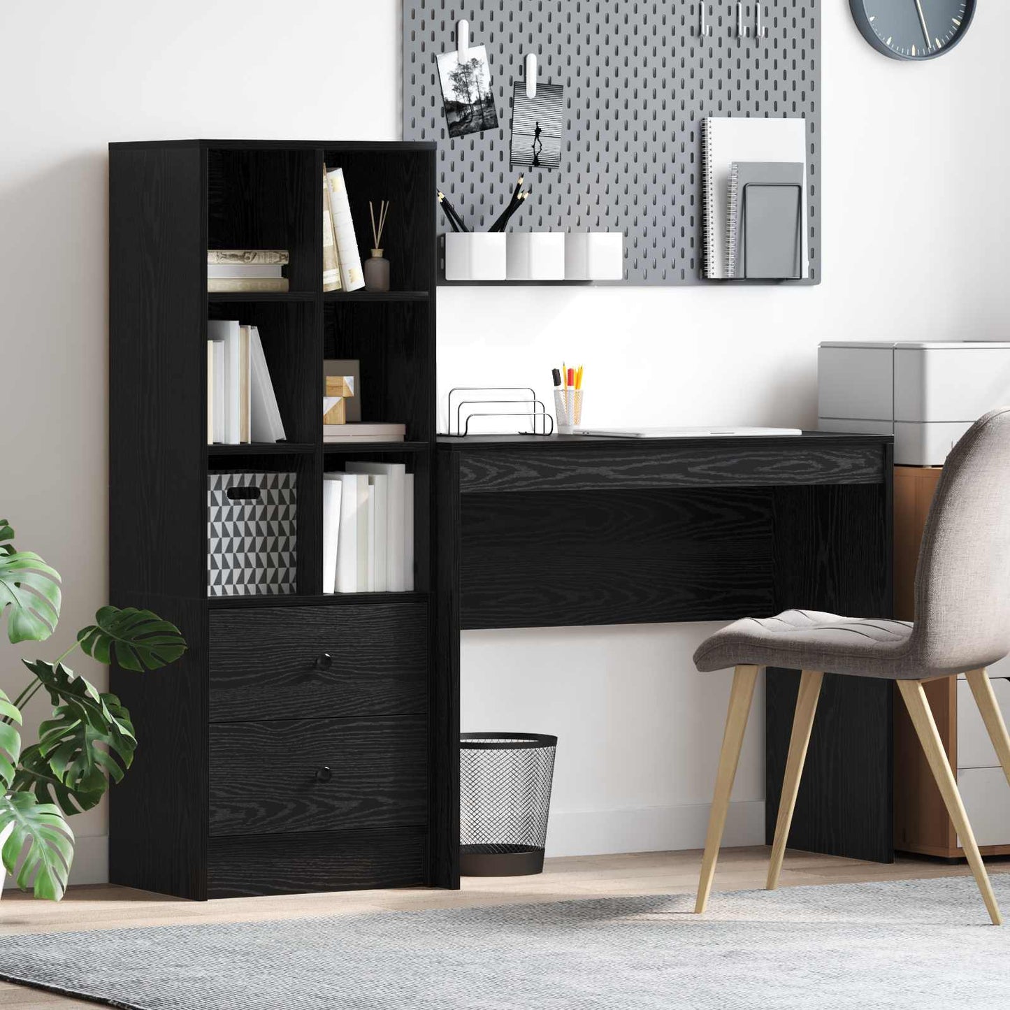 Schreibtisch Schwarz Eichen-Optik 135,5 x 40 x 127 cm 2 stk.
