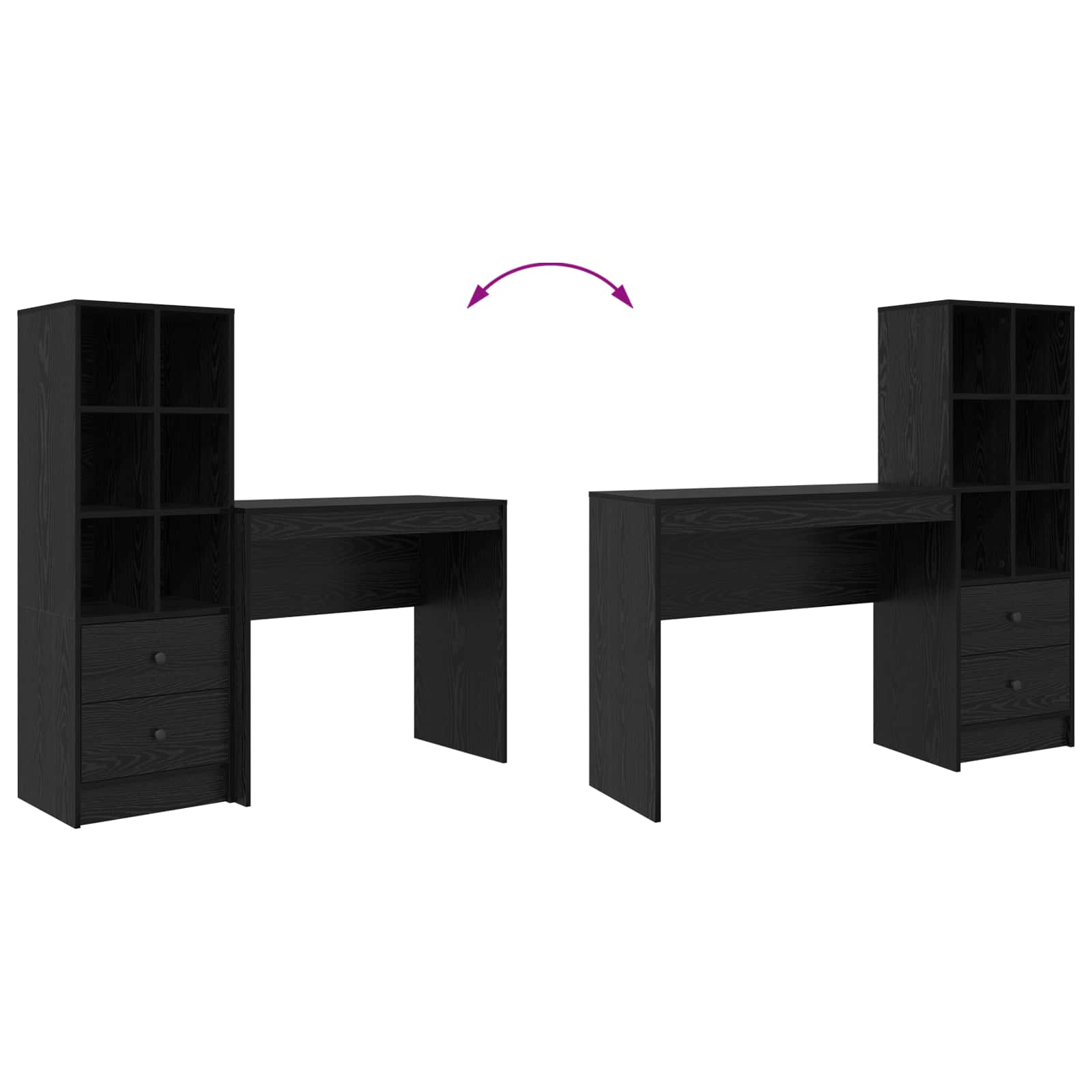Schreibtisch Schwarz Eichen-Optik 135,5 x 40 x 127 cm 2 stk.
