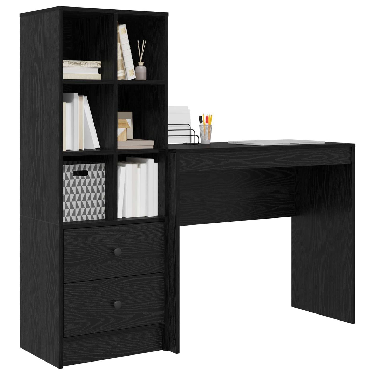 Schreibtisch Schwarz Eichen-Optik 135,5 x 40 x 127 cm 2 stk.
