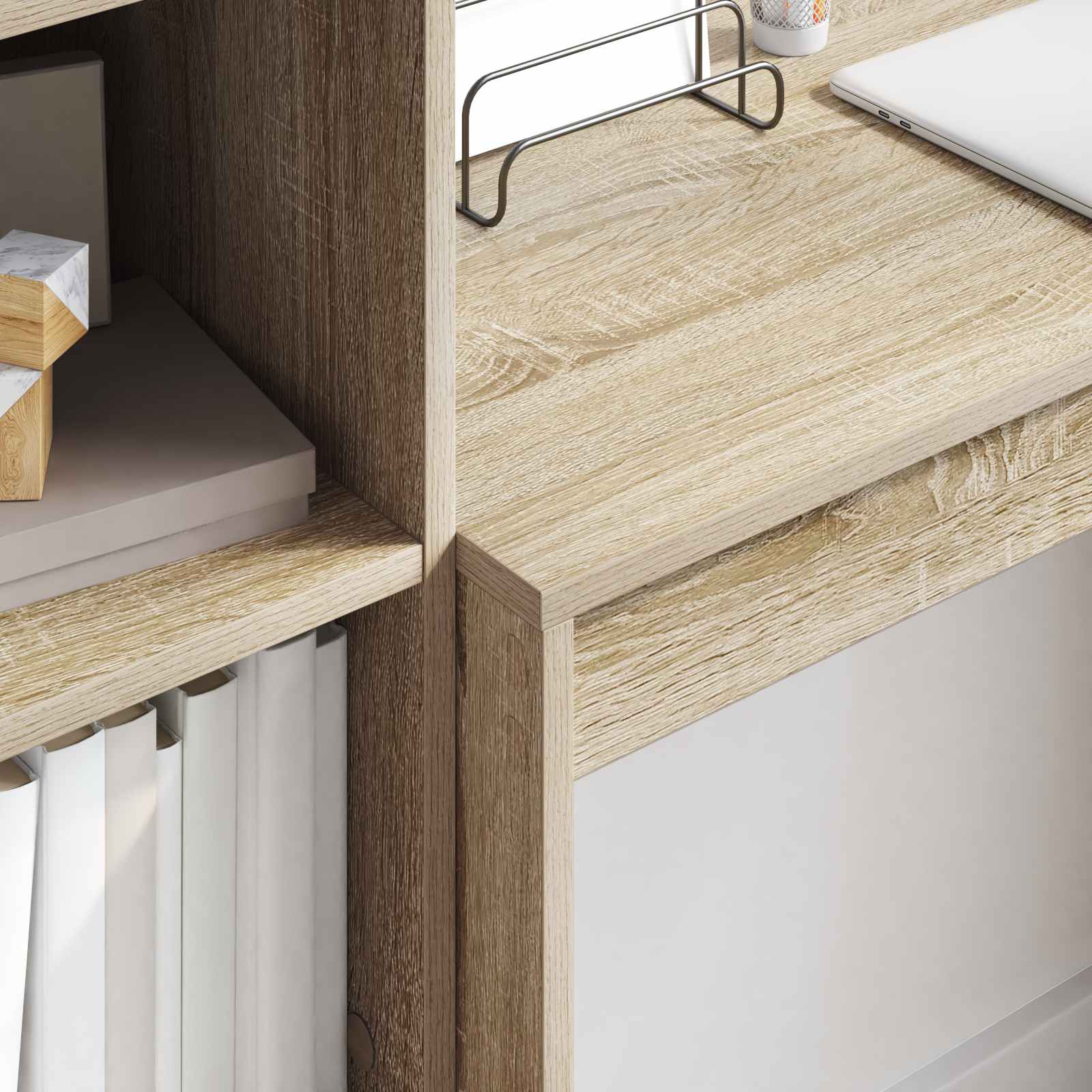 Schreibtisch mit Schubladen mit Regal 2 pcs Sonoma-Eiche
