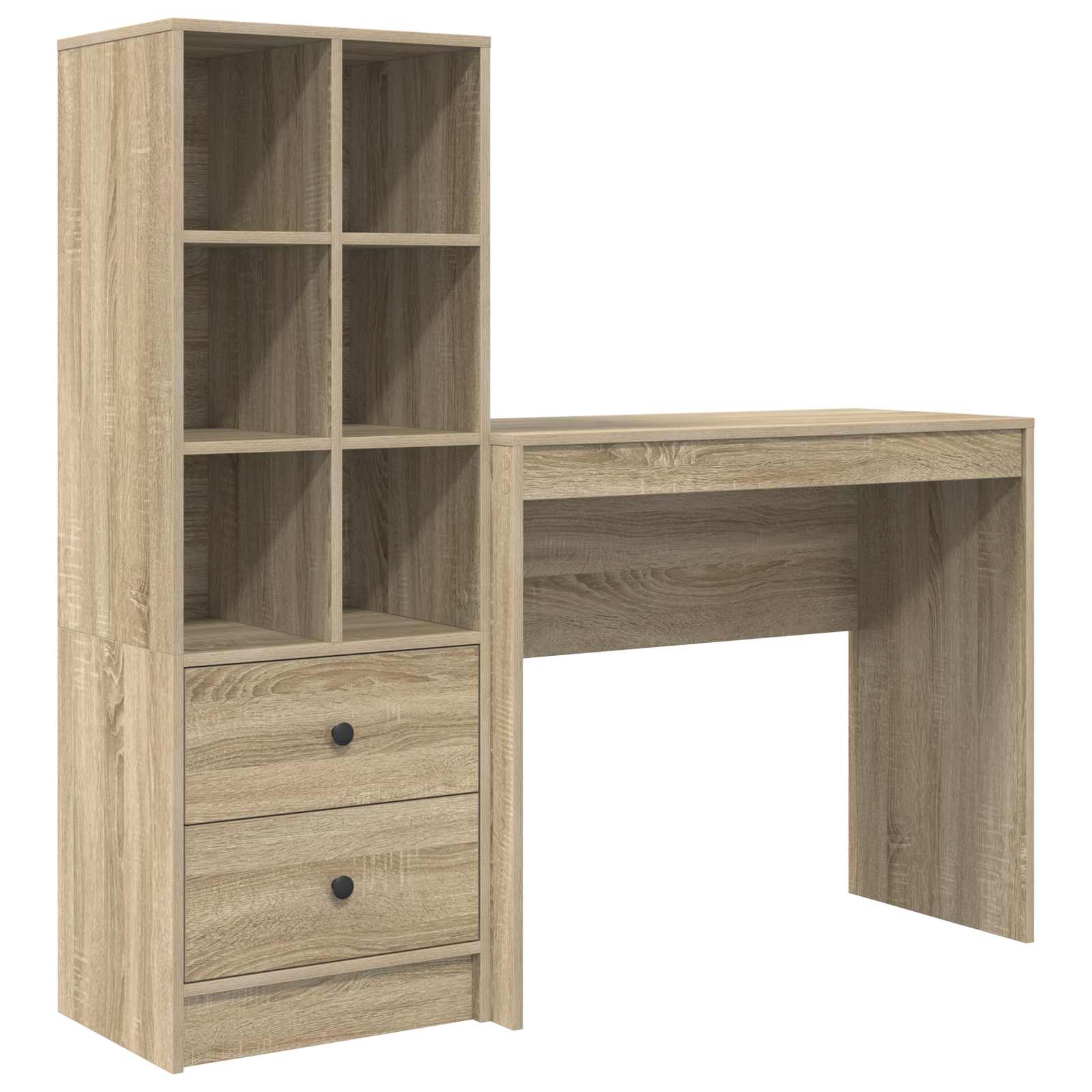Schreibtisch mit Schubladen mit Regal 2 pcs Sonoma-Eiche
