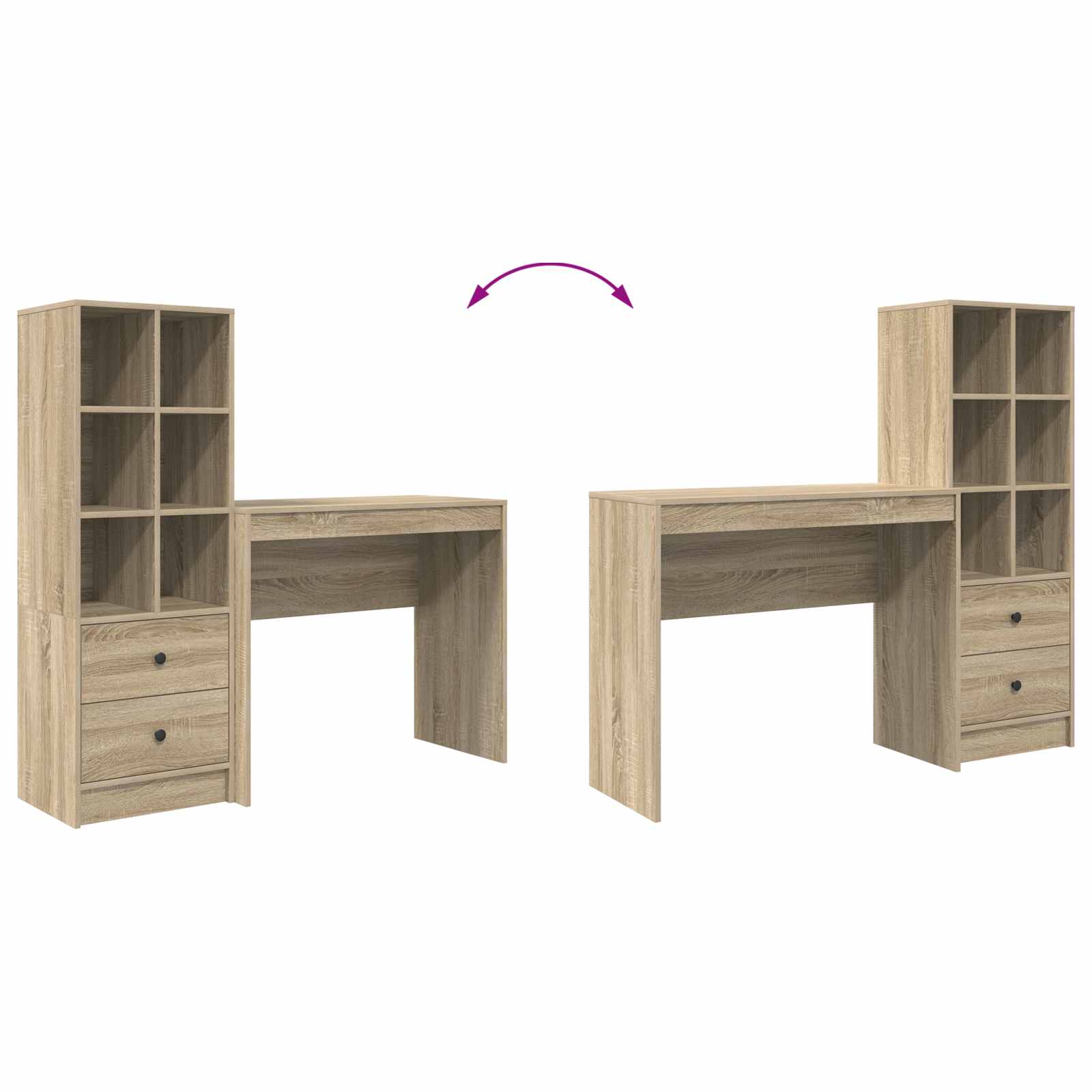 Schreibtisch mit Schubladen mit Regal 2 pcs Sonoma-Eiche