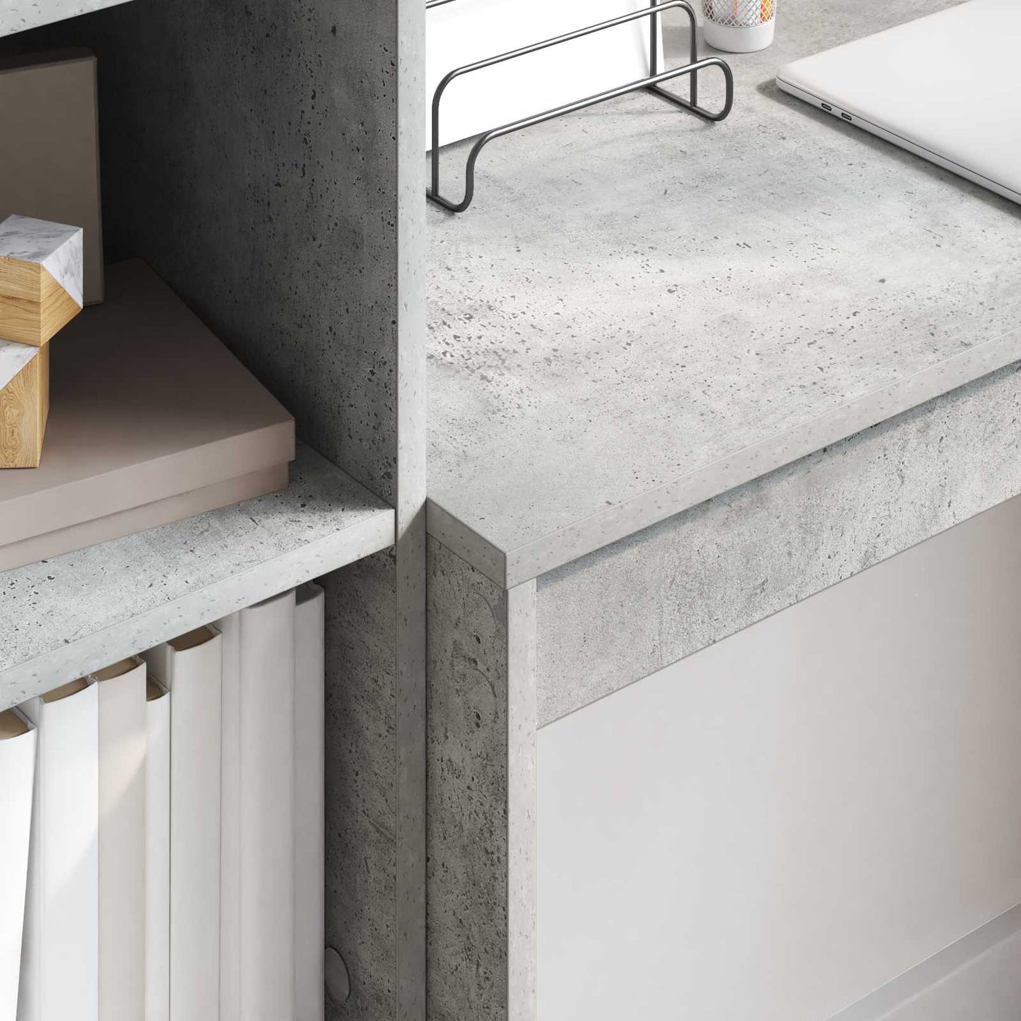 Schreibtisch Beton Grau 135,5 x 40 x 127 cm 2 stk.