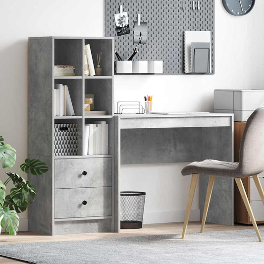 Schreibtisch mit Stauraum 2 pcs Beton Grau 90 x 40 x 76 cm