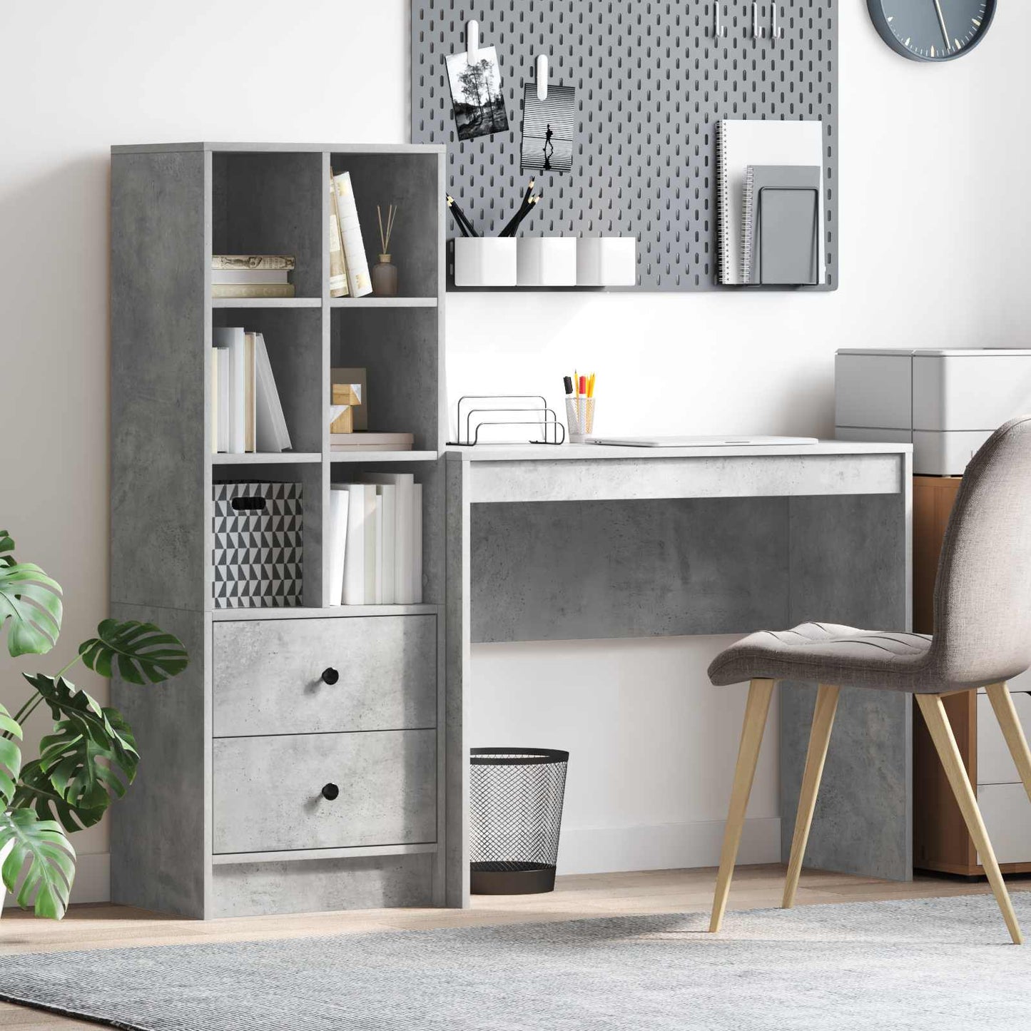 Schreibtisch Beton Grau 135,5 x 40 x 127 cm 2 stk.