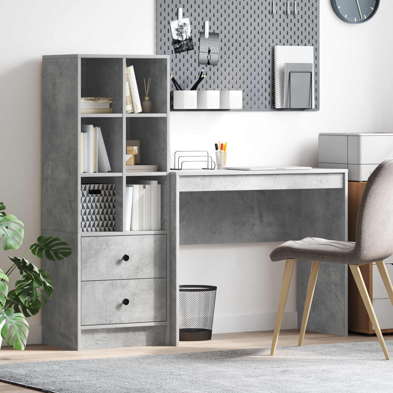 Schreibtisch Beton Grau 135,5 x 40 x 127 cm 2 stk.