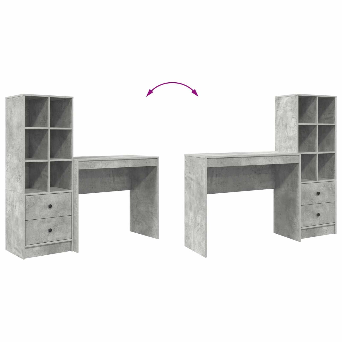 Schreibtisch Beton Grau 135,5 x 40 x 127 cm 2 stk.
