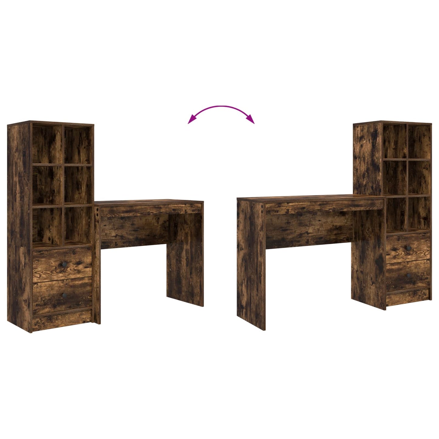 Schreibtisch Geräucherte Eiche 135,5 x 40 x 127 cm 2 stk.