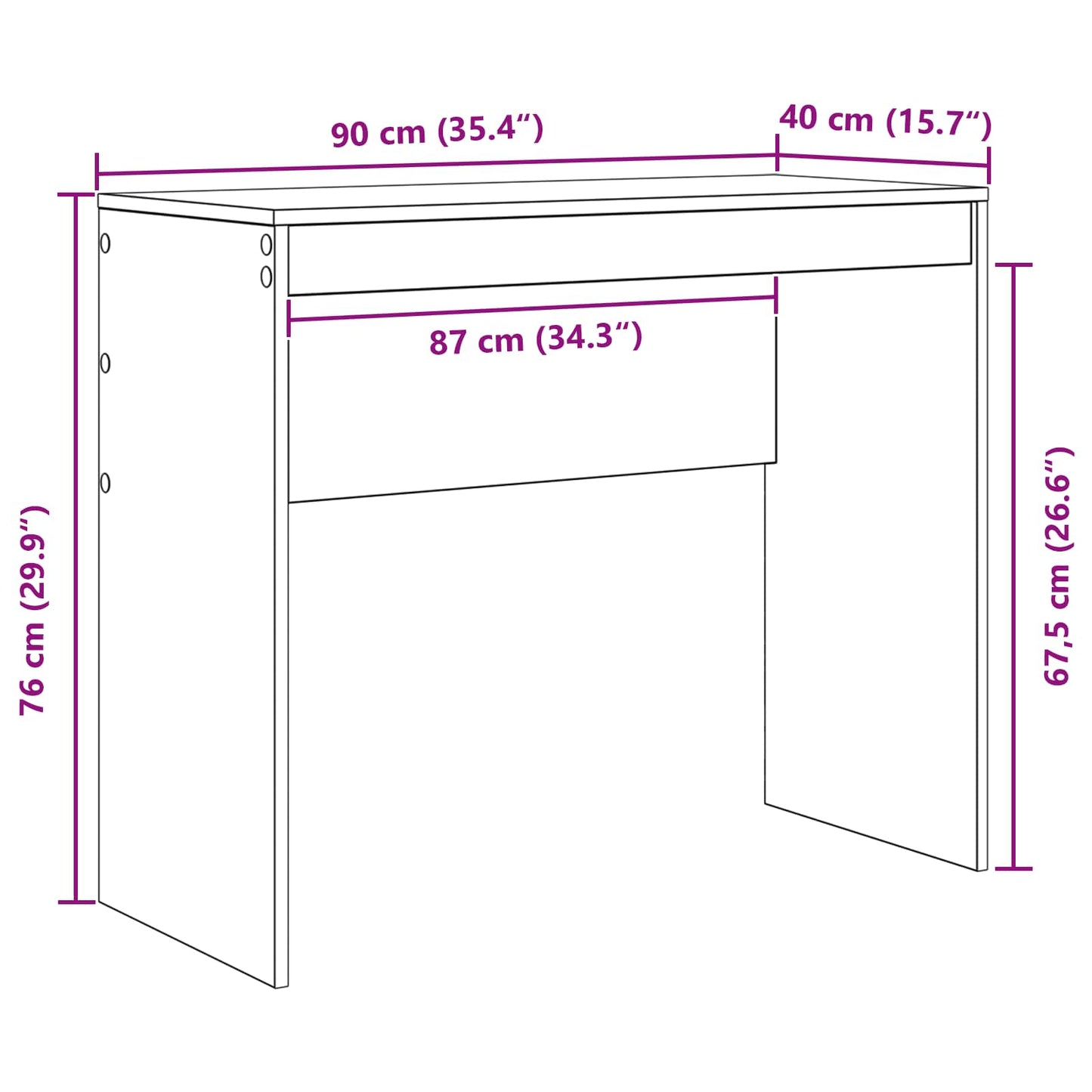 Schreibtisch Geräucherte Eiche 135,5 x 40 x 127 cm 2 stk.