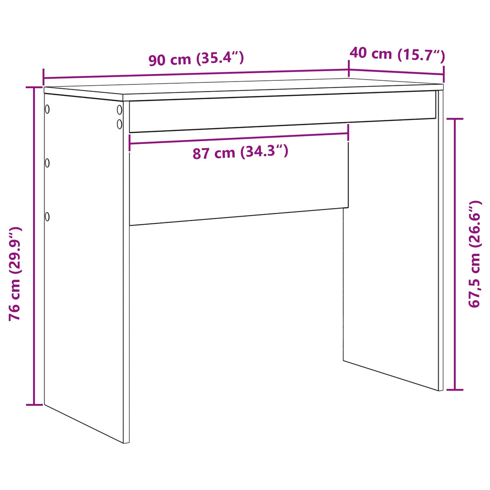 Schreibtisch Geräucherte Eiche 135,5 x 40 x 127 cm 2 stk.