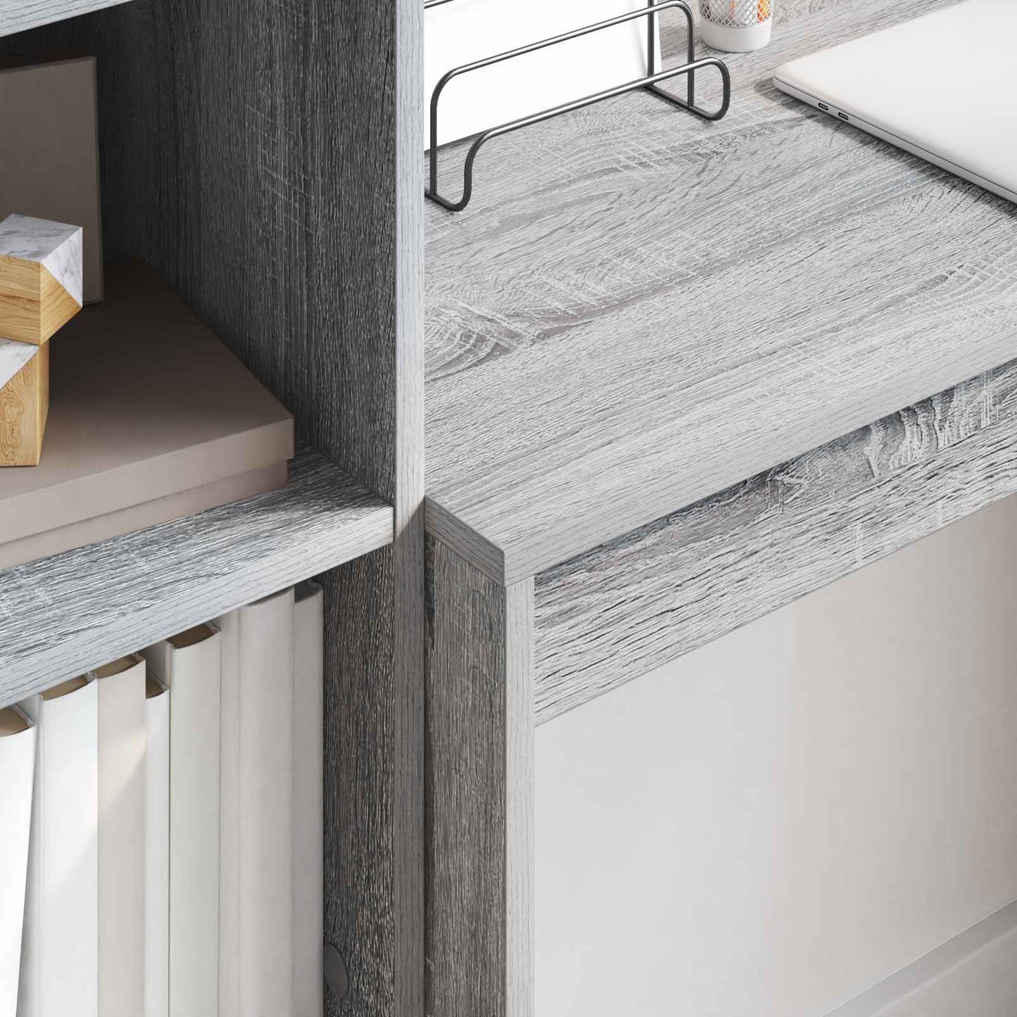 Schreibtisch mit Schubladen mit Regal 2 pcs Graues Sonoma