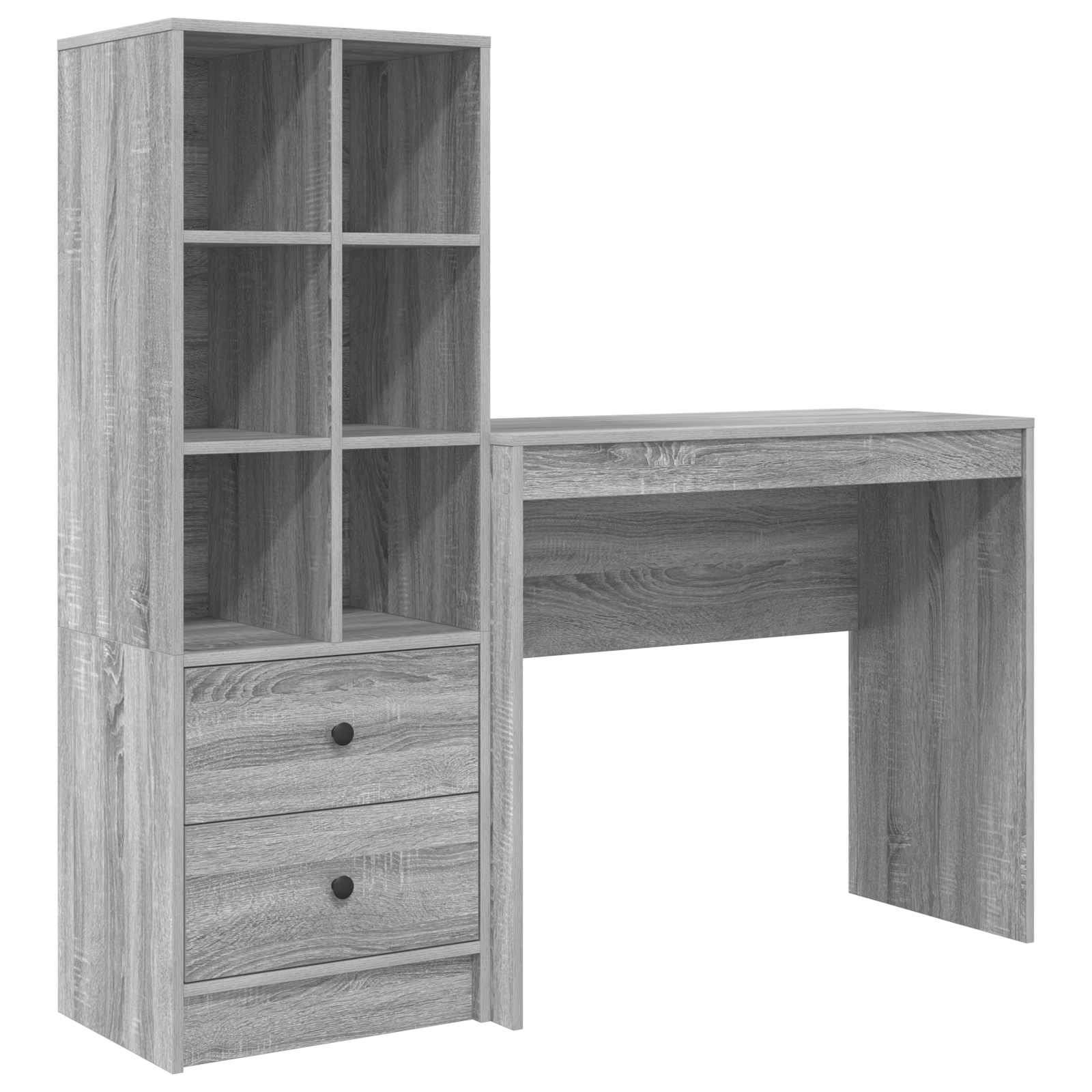 Schreibtisch mit Schubladen mit Regal 2 pcs Graues Sonoma
