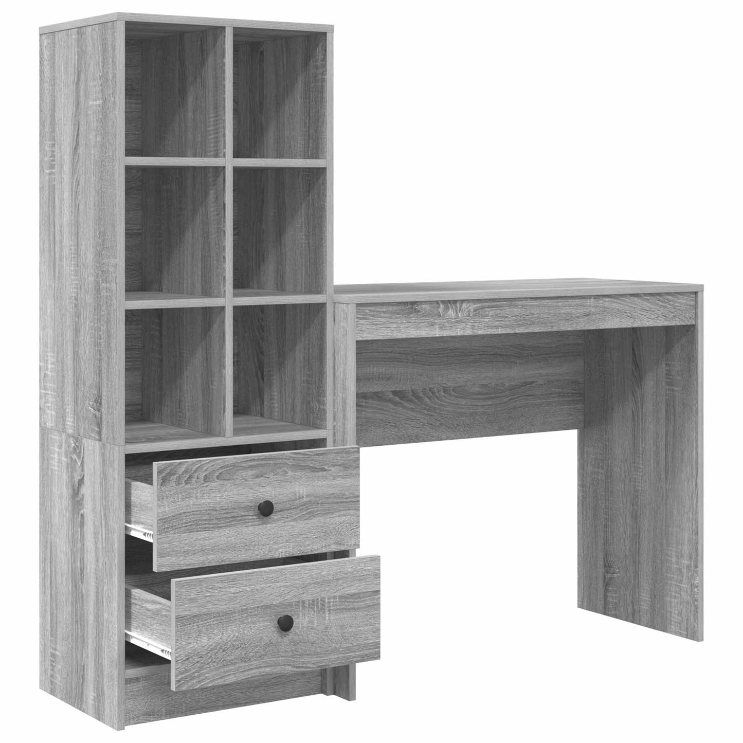 Schreibtisch mit Schubladen mit Regal 2 pcs Graues Sonoma
