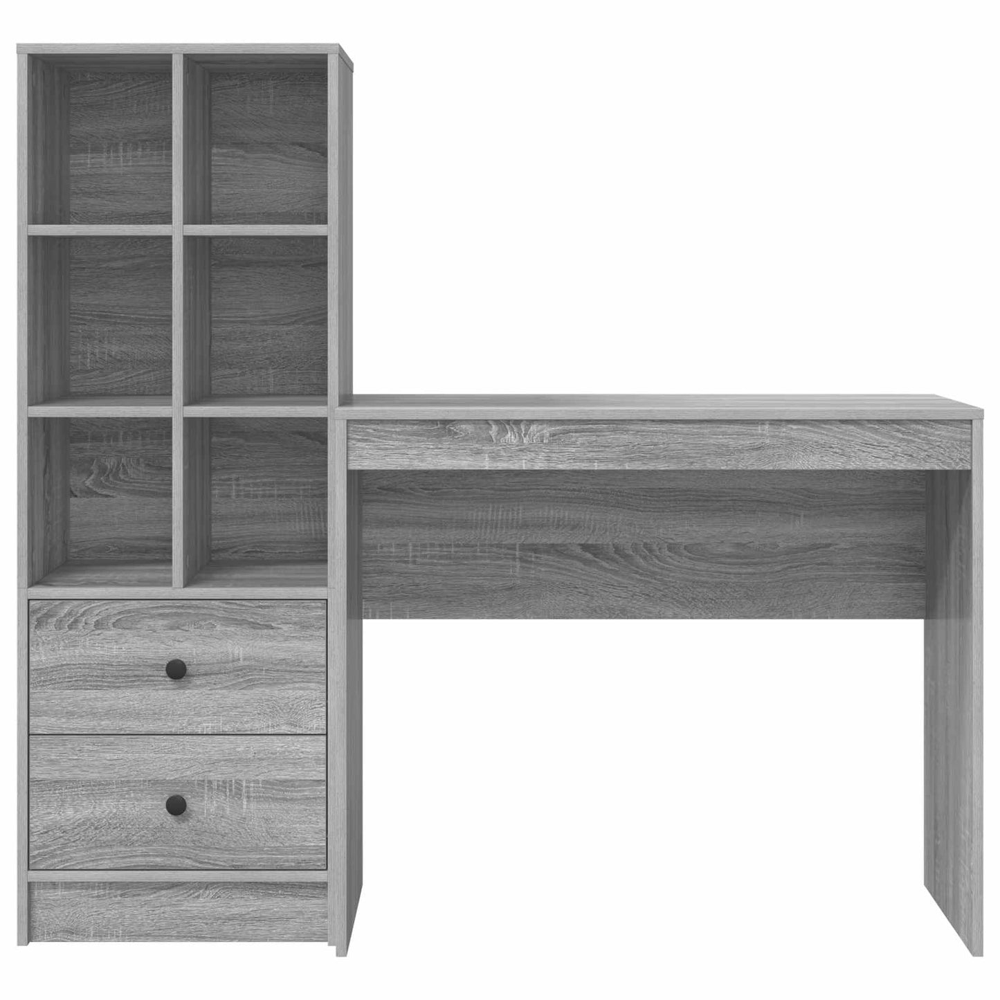 Schreibtisch mit Schubladen mit Regal 2 pcs Graues Sonoma