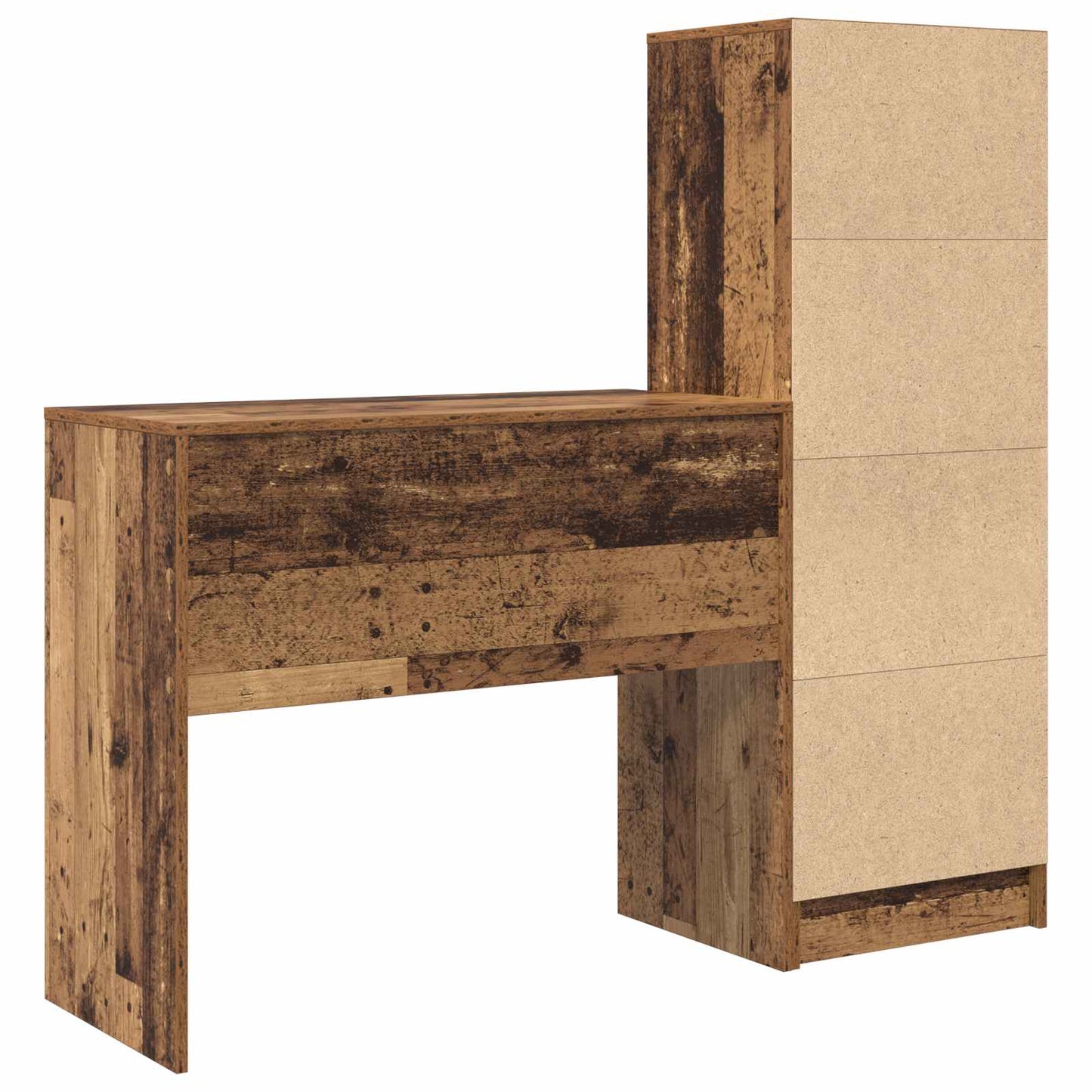 Schreibtisch mit Schubladen mit Regal 2 pcs Altholz