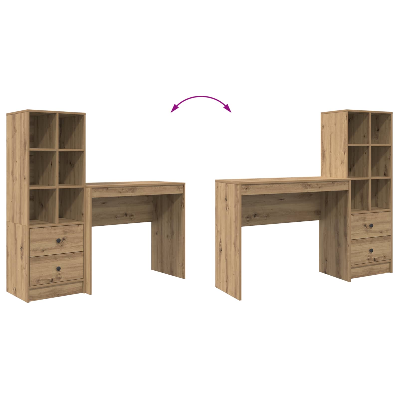 Schreibtisch Artisan-Eiche 135,5 x 40 x 127 cm 2 Stk.
