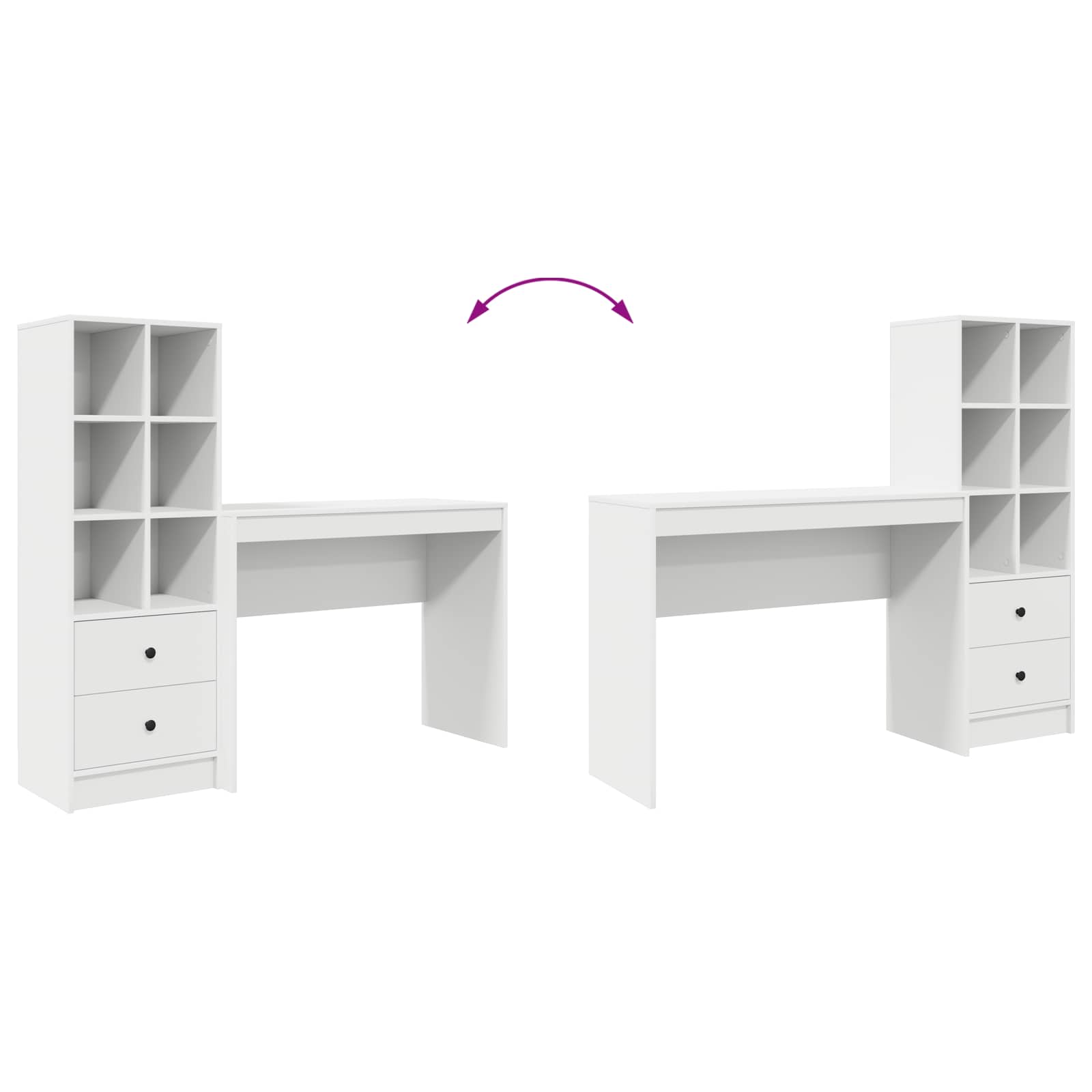 Schreibtisch Weiß 145,5 x 40 x 127 cm 2 stk.