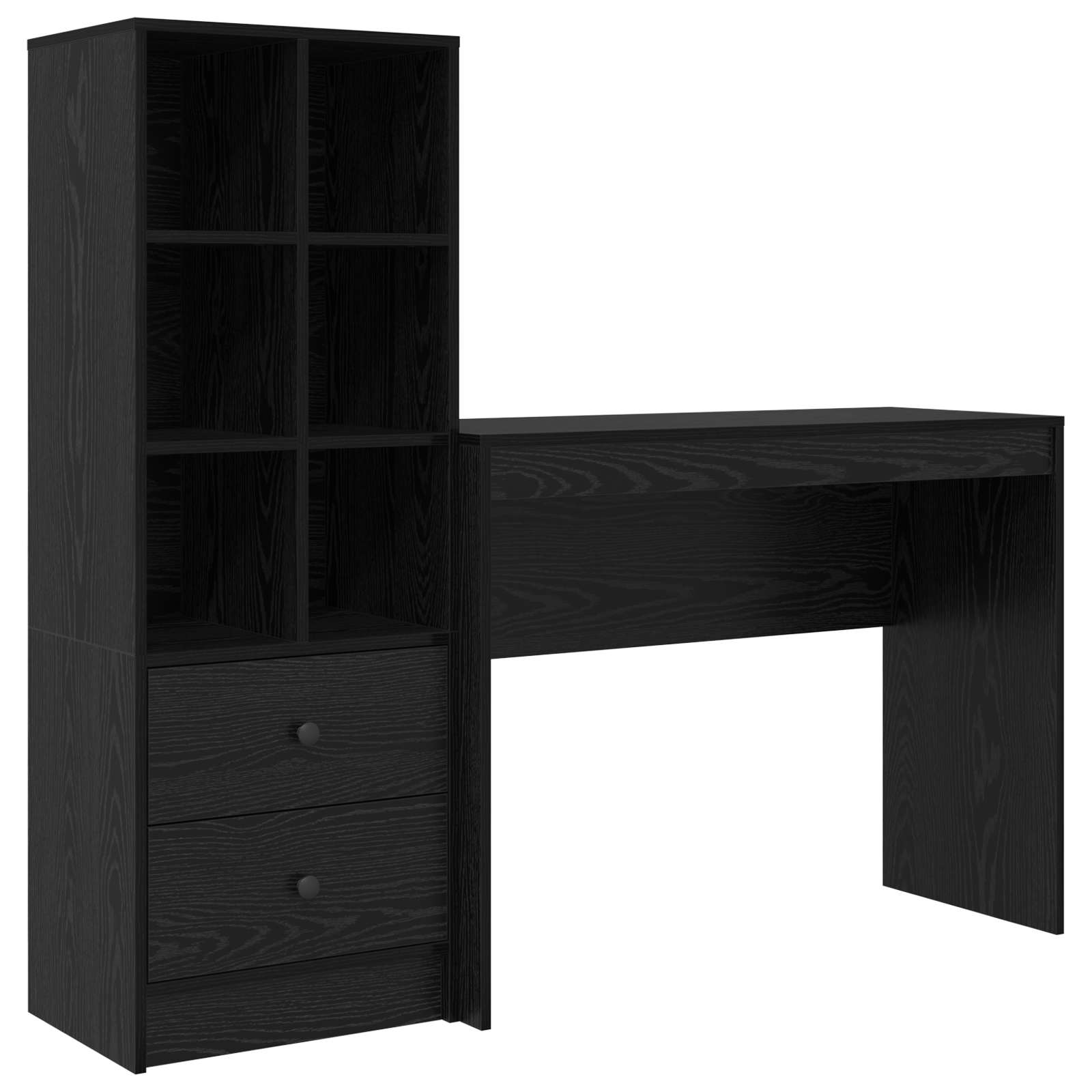 Schreibtisch mit Schubladen 2 pcs Schwarz Eichen-Optik
