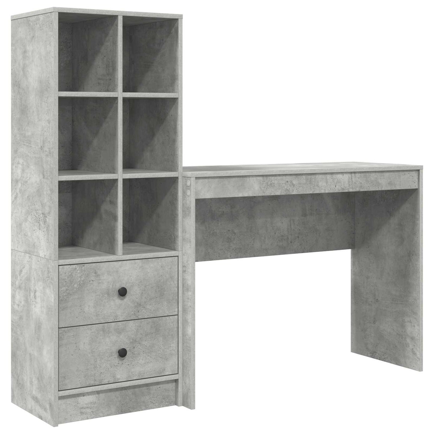Schreibtisch mit Schubladen mit Regal 2 pcs Beton Grau
