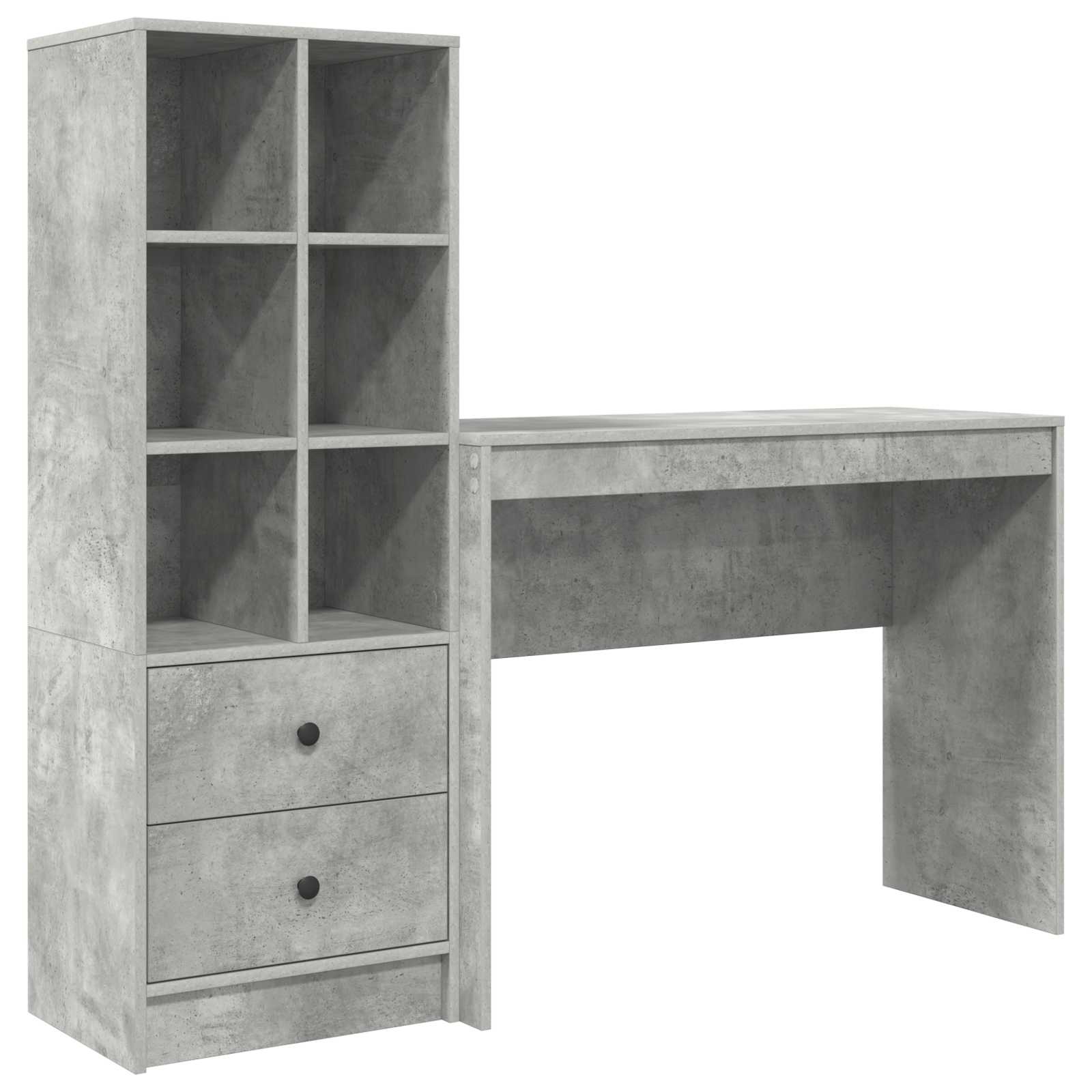 Schreibtisch mit Schubladen mit Regal 2 pcs Beton Grau