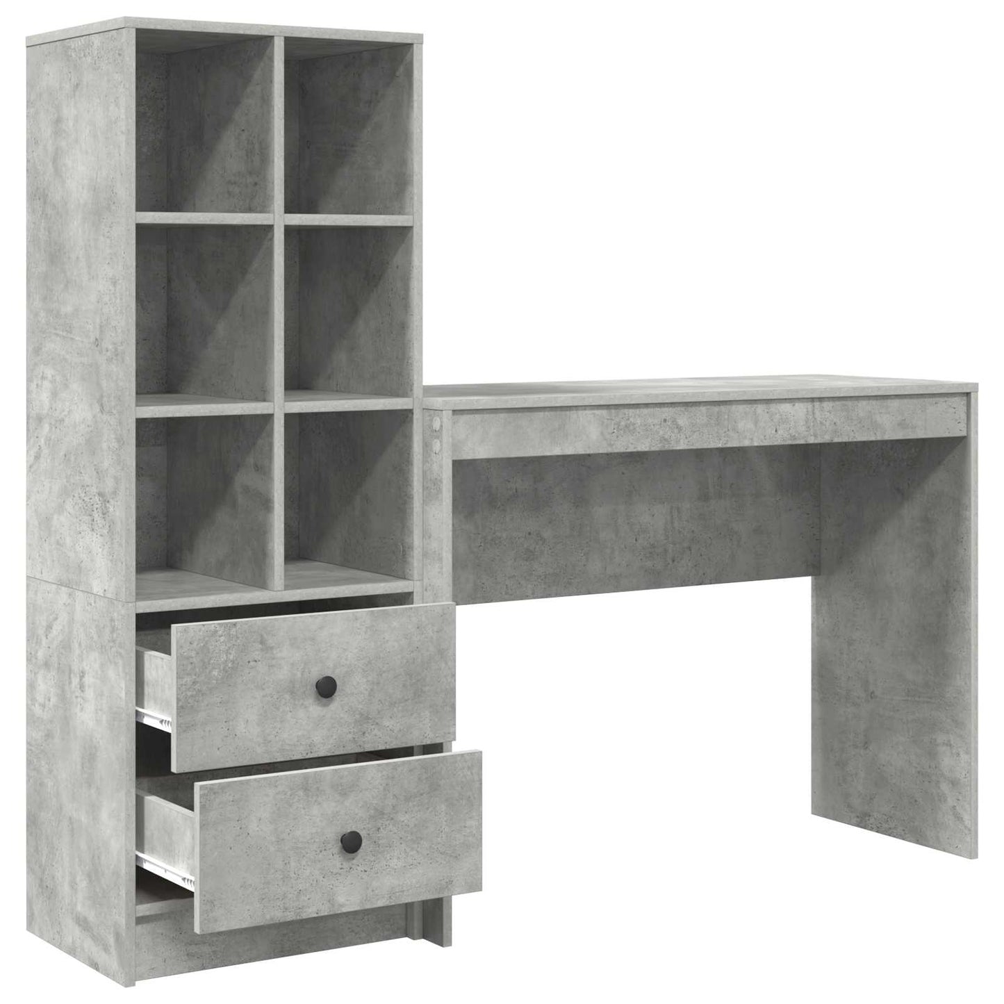Schreibtisch mit Schubladen mit Regal 2 pcs Beton Grau