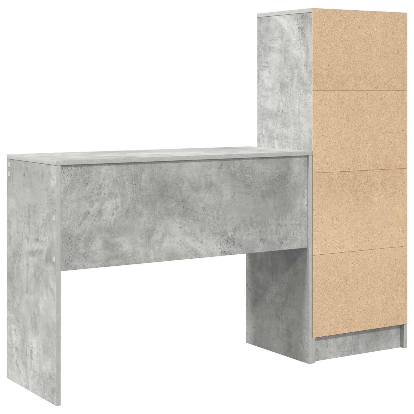 Schreibtisch mit Schubladen mit Regal 2 pcs Beton Grau