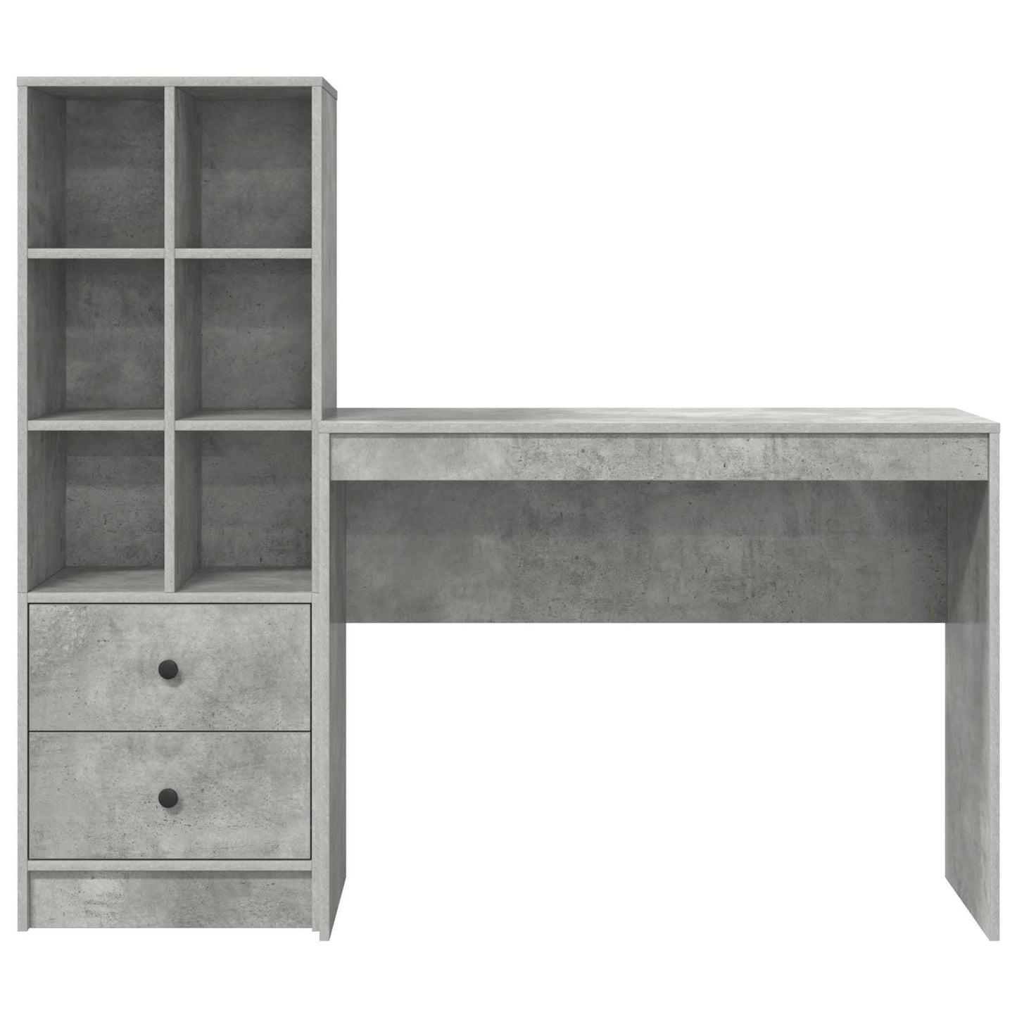Schreibtisch mit Schubladen mit Regal 2 pcs Beton Grau