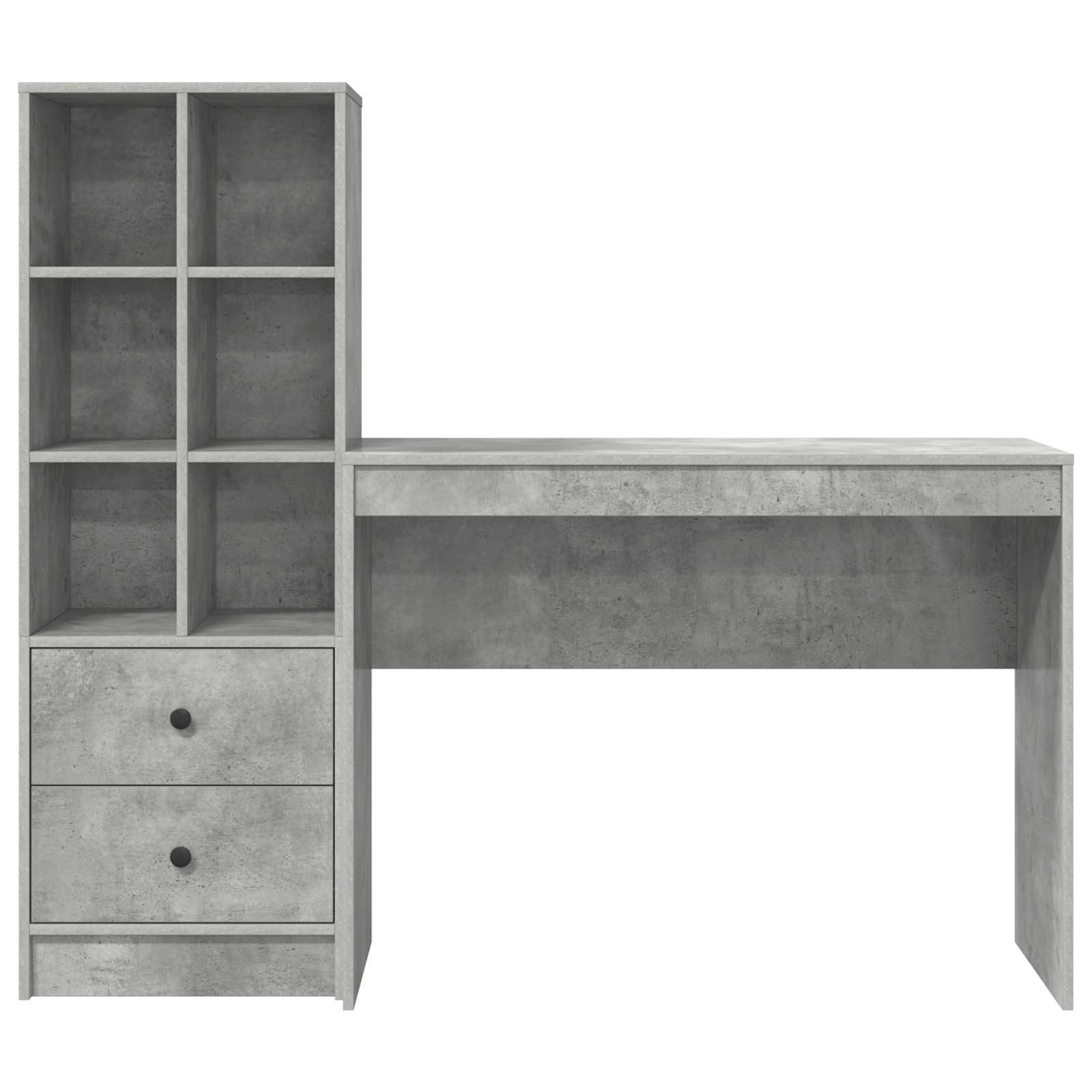 Schreibtisch mit Schubladen mit Regal 2 pcs Beton Grau