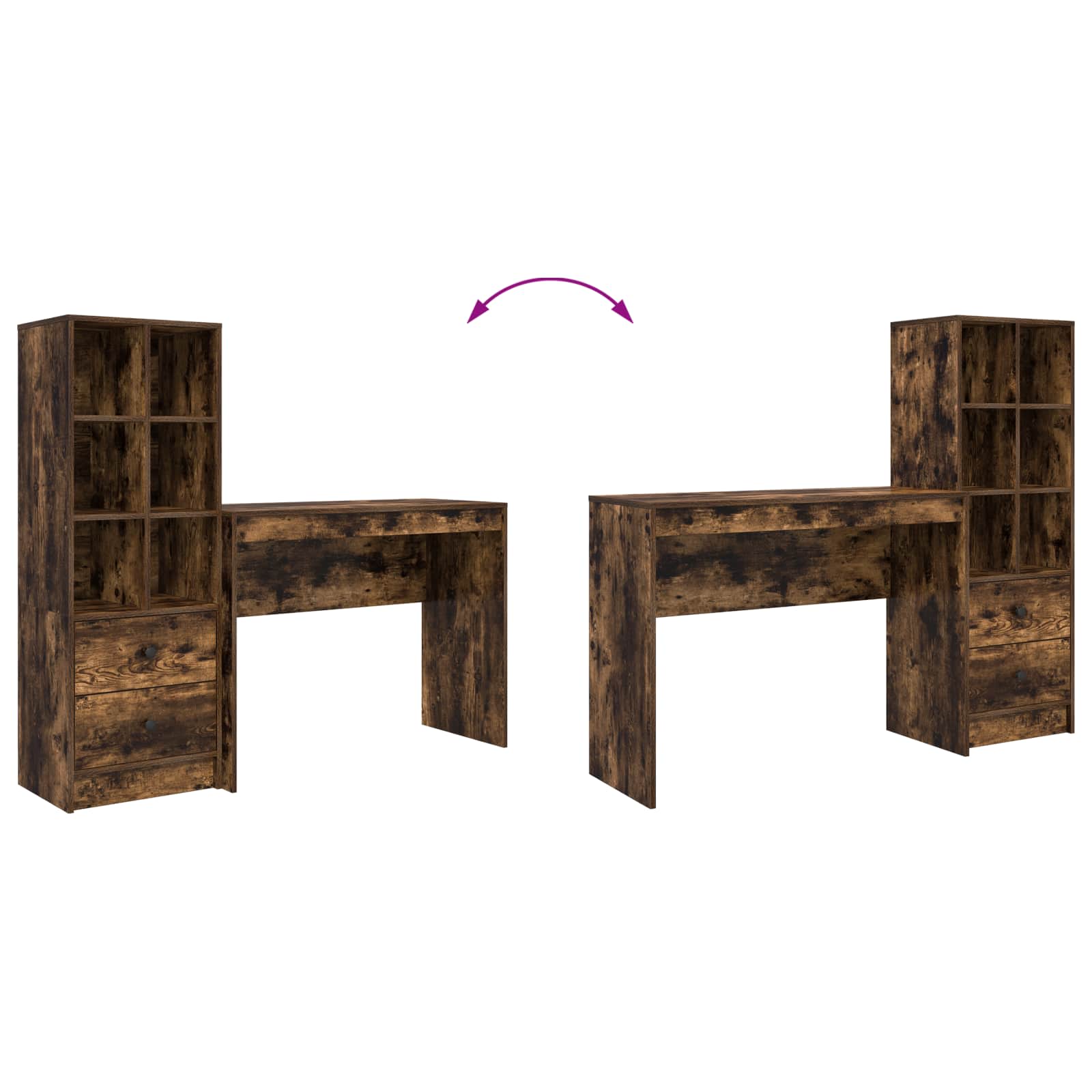 Schreibtisch Geräucherte Eiche 145,5 x 40 x 127 cm 2 stk.