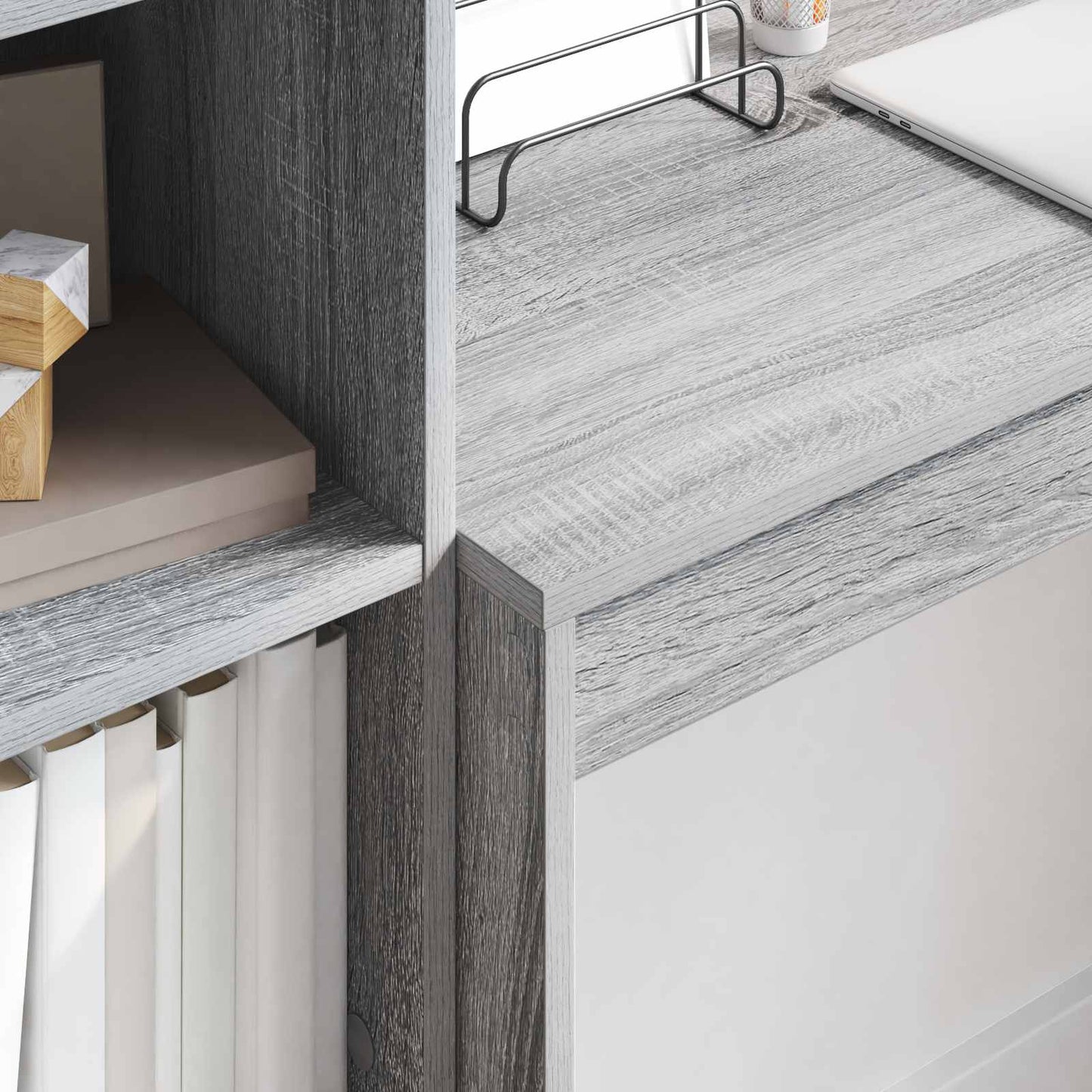 Schreibtisch mit Schubladen mit Regal 2 pcs Graues Sonoma