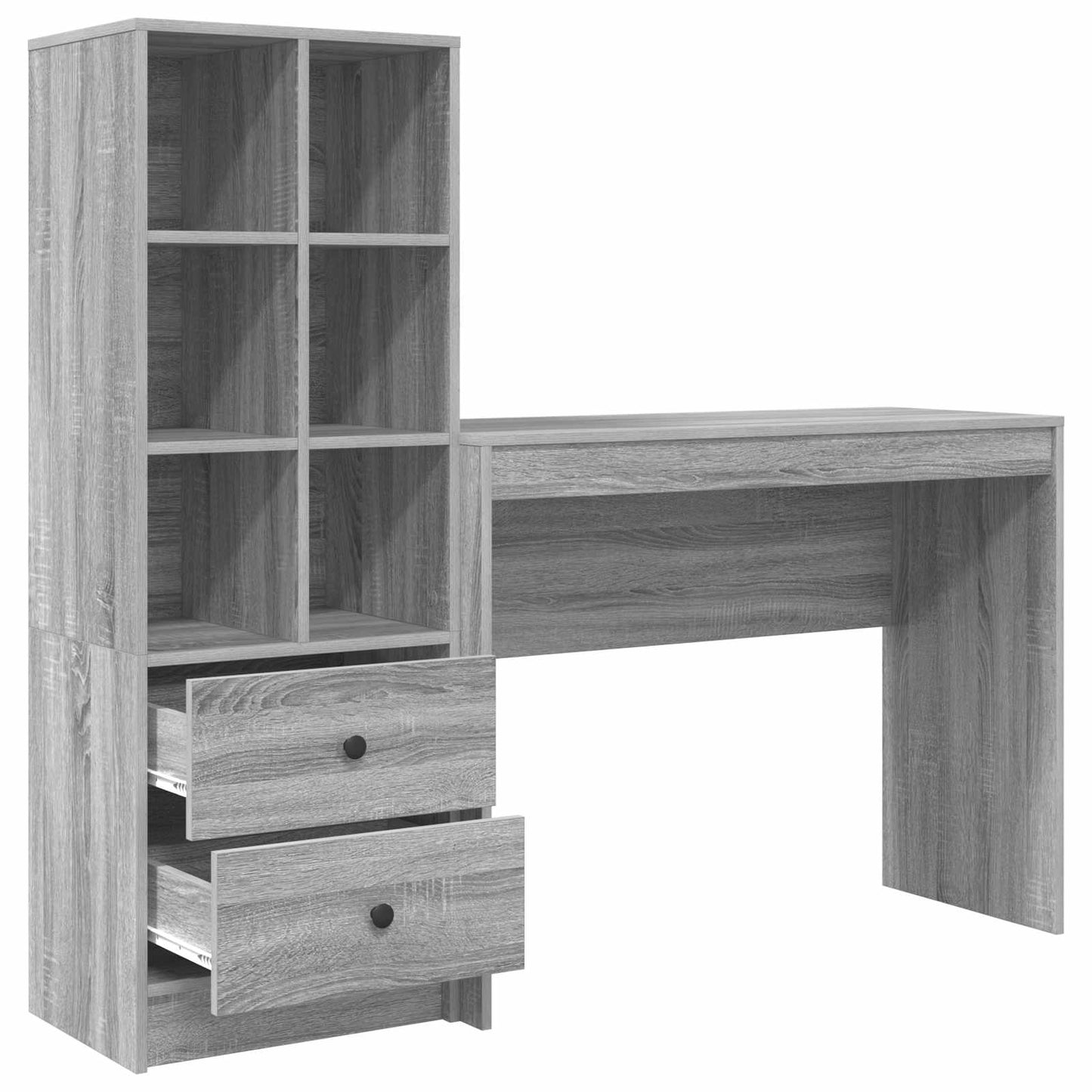 Schreibtisch mit Schubladen mit Regal 2 pcs Graues Sonoma