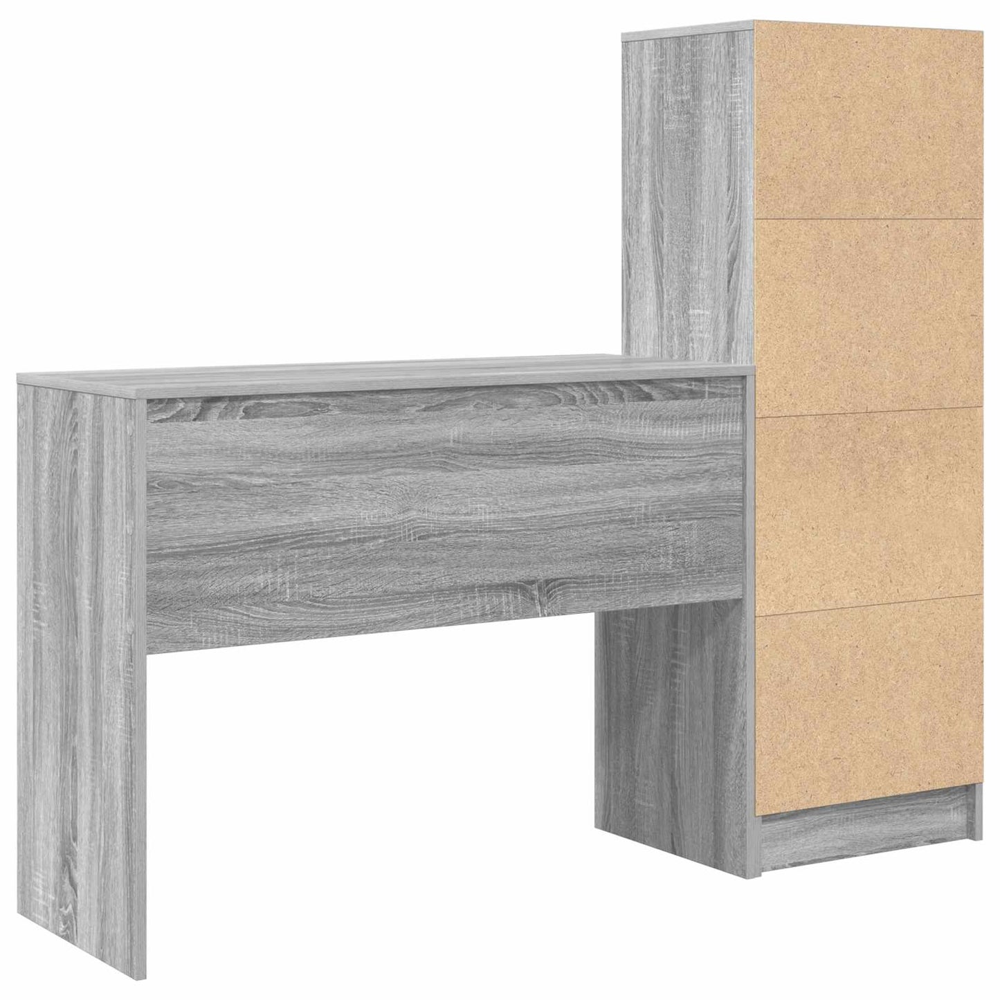 Schreibtisch mit Schubladen mit Regal 2 pcs Graues Sonoma