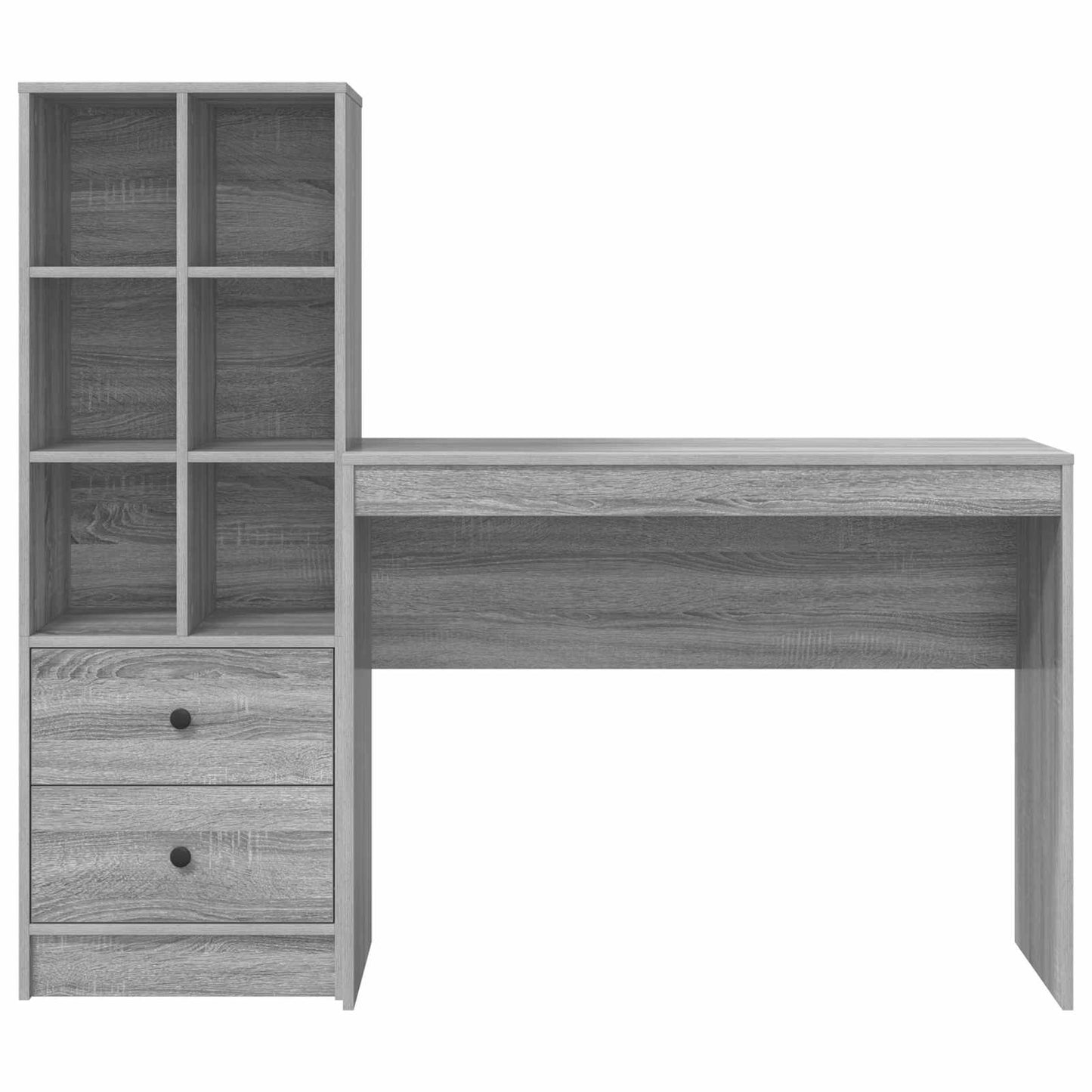 Schreibtisch mit Schubladen mit Regal 2 pcs Graues Sonoma