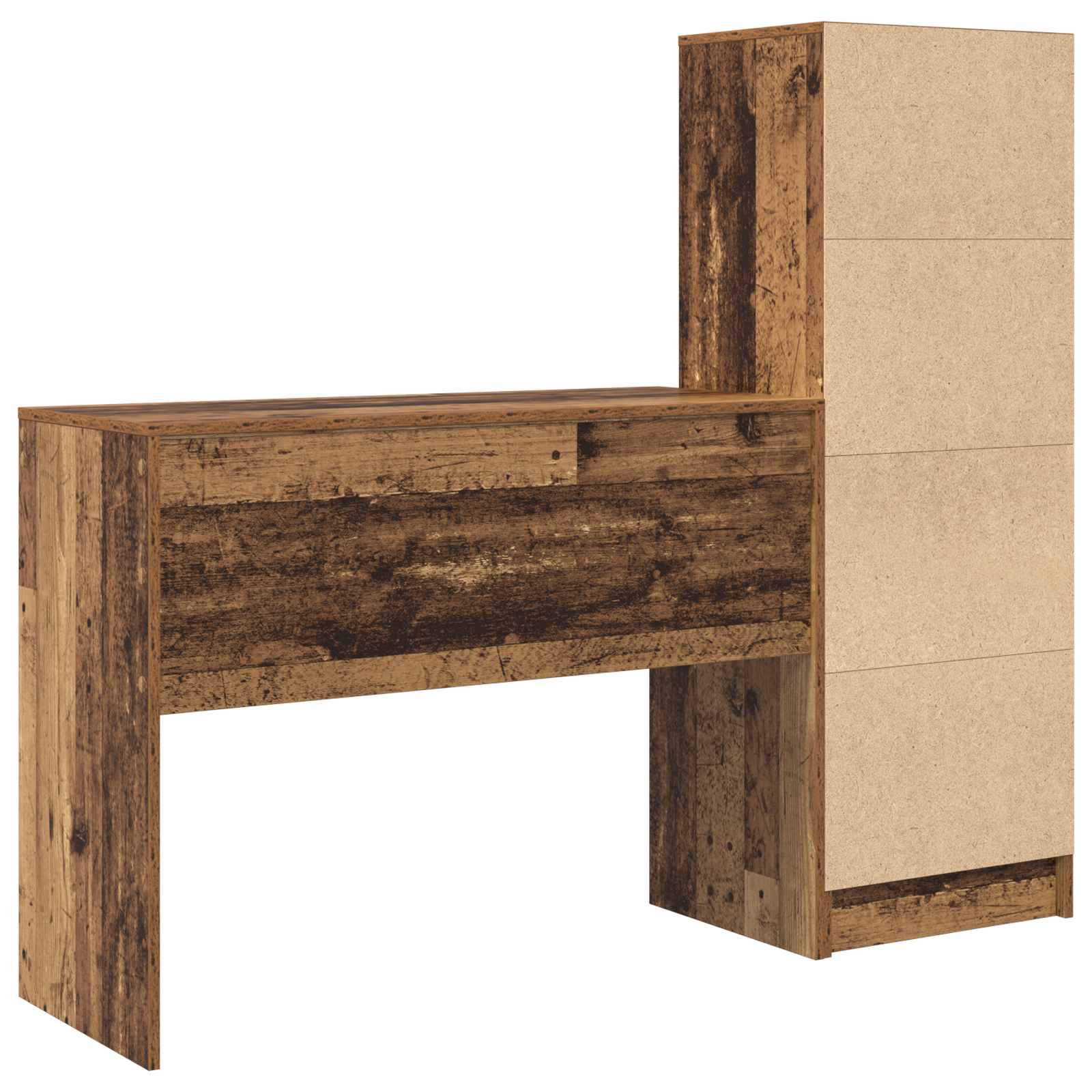 Schreibtisch mit Schubladen mit Regal 2 pcs Altholz