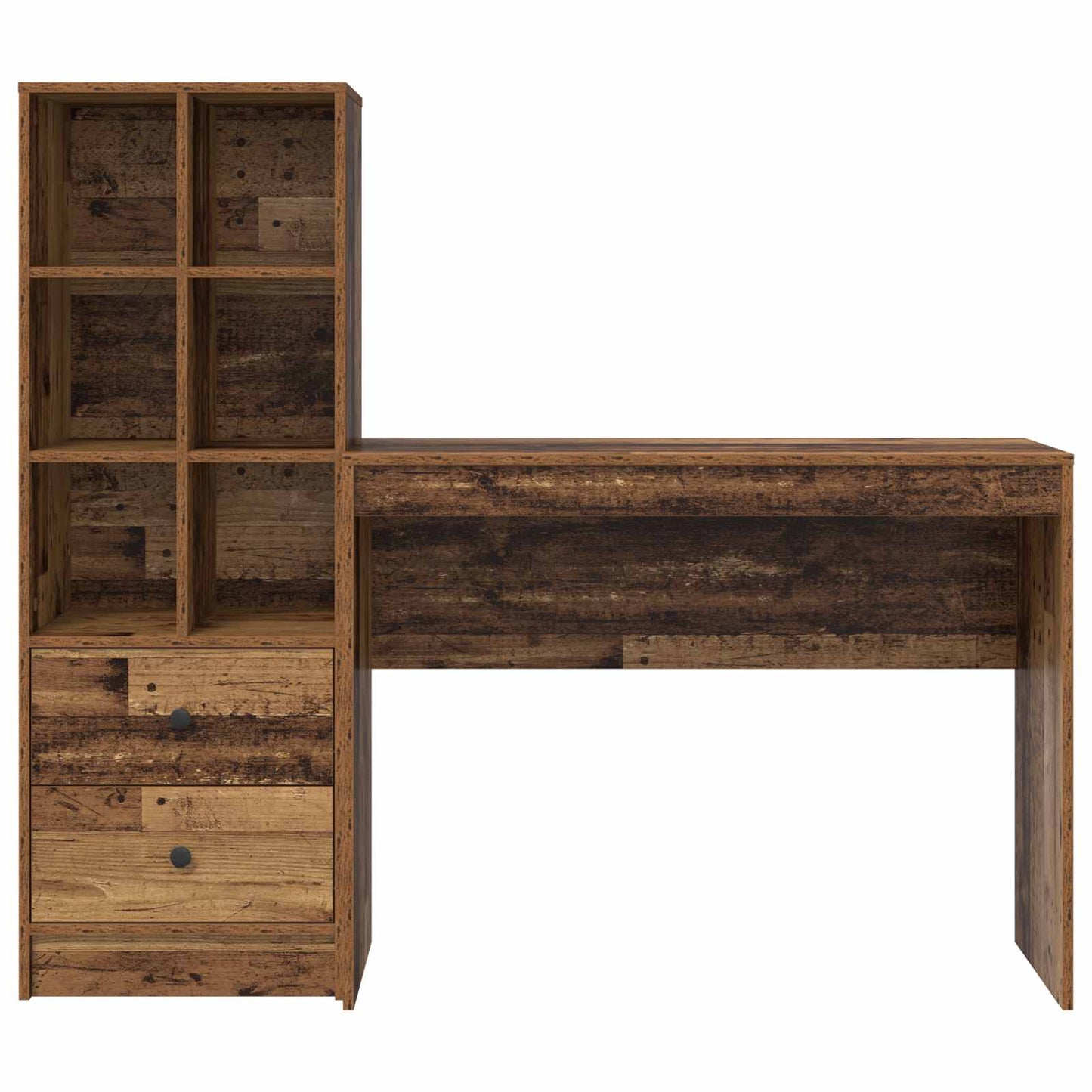 Schreibtisch mit Schubladen mit Regal 2 pcs Altholz