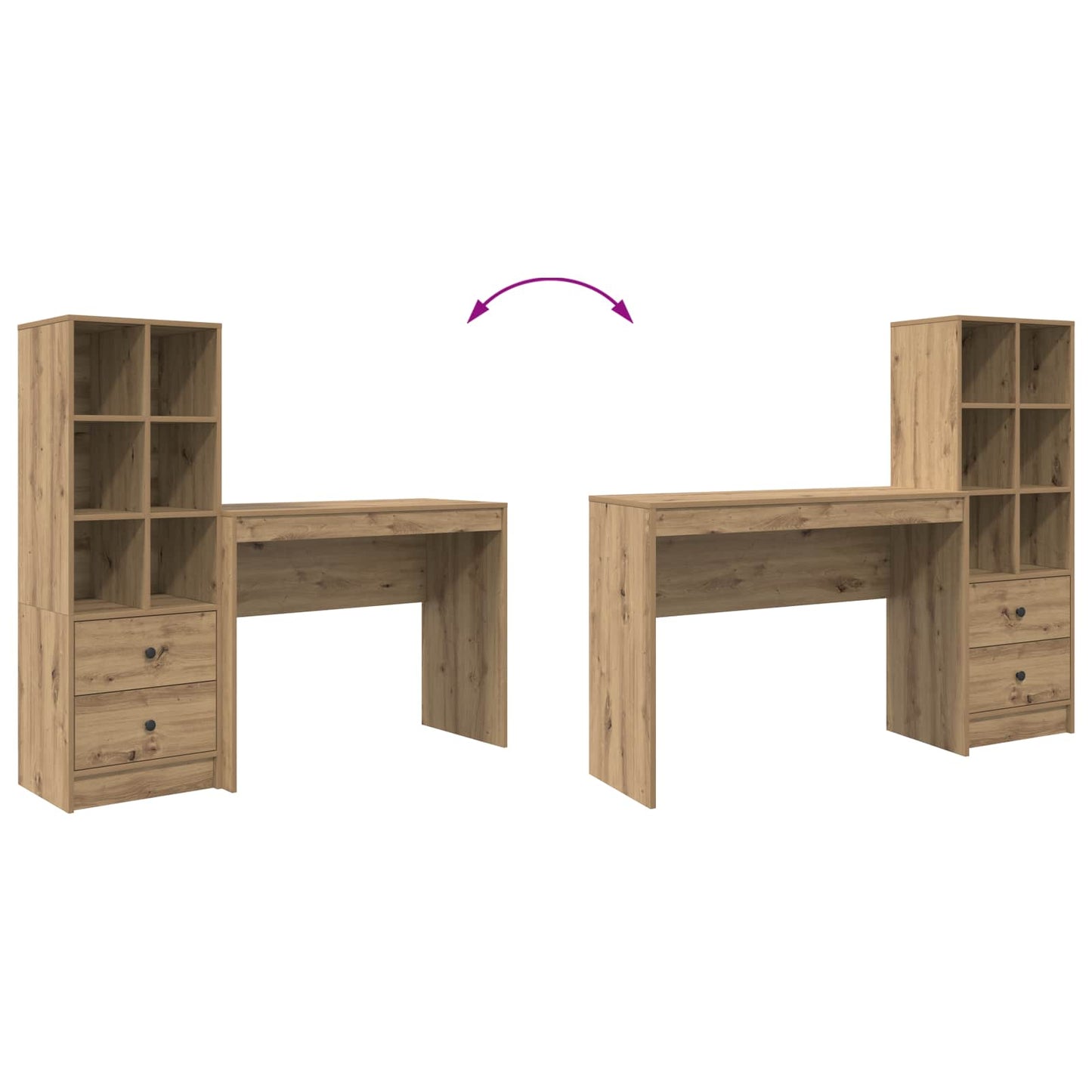 Schreibtisch Artisan-Eiche 145,5 x 40 x 127 cm 2 Stk.