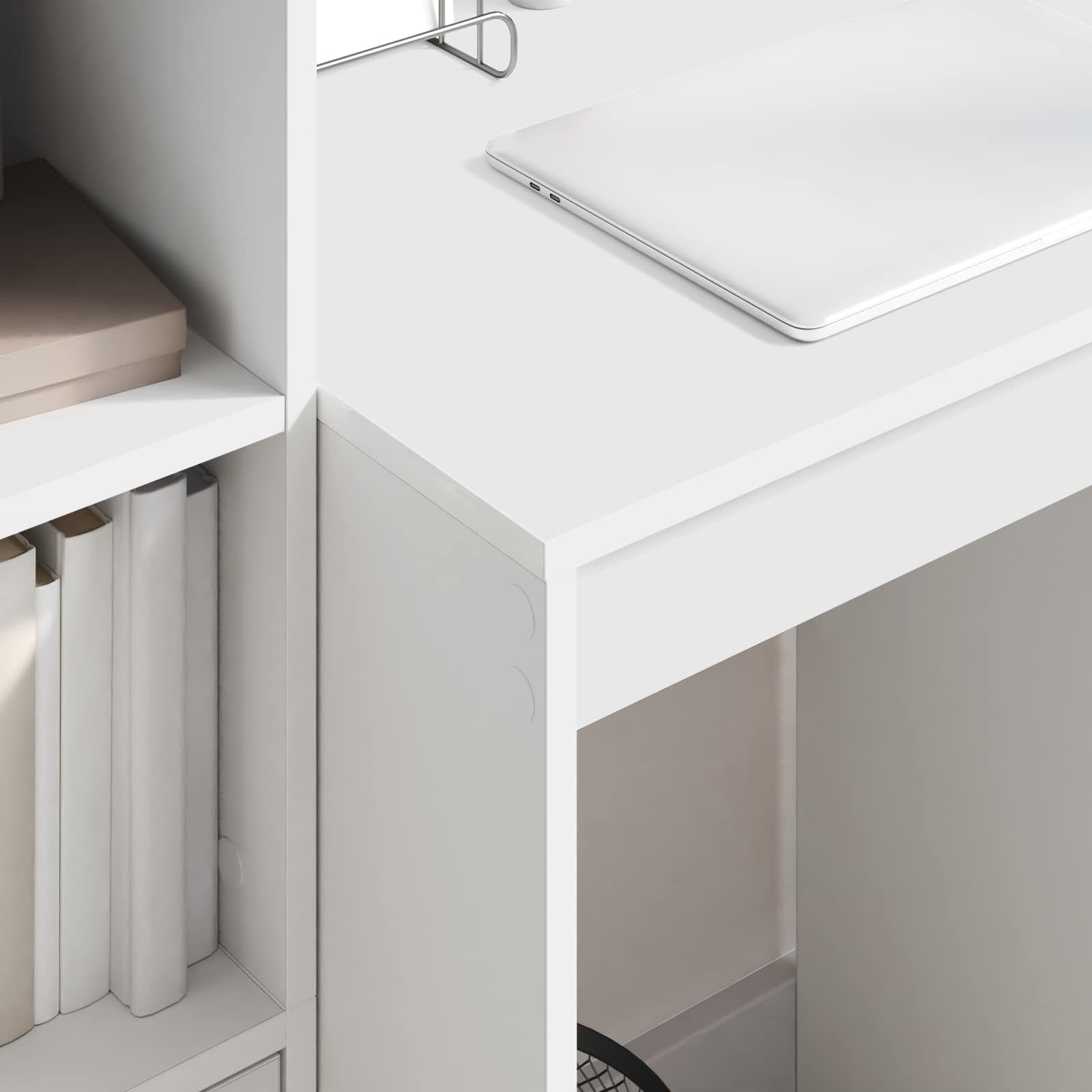 Schreibtisch mit Schubladen mit Regal mit Speicher 2 pcs Weiß