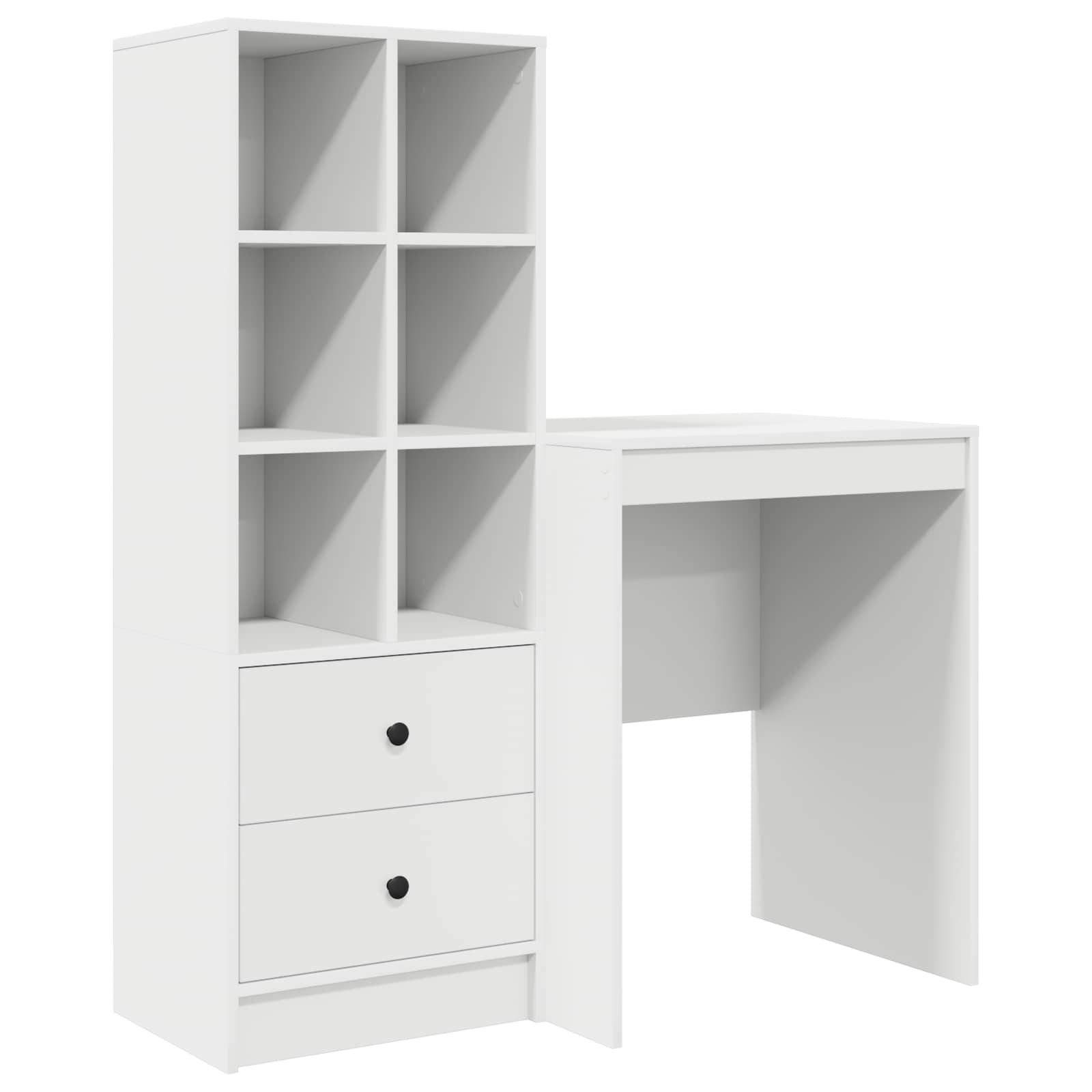 Schreibtisch mit Schubladen mit Regal mit Speicher 2 pcs Weiß